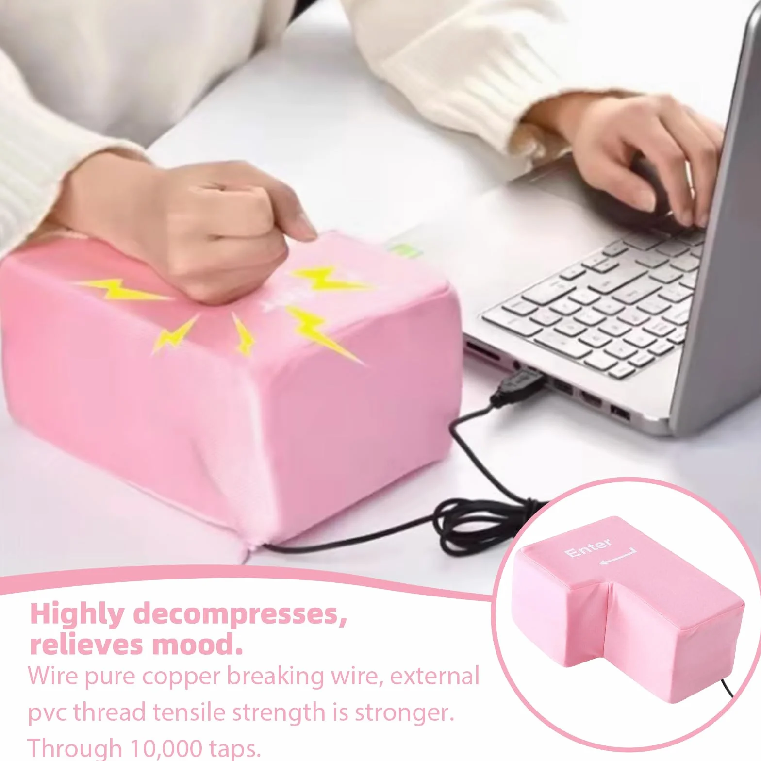 Duży przycisk Enter, poduszka antystresowa Przycisk Enter z kablem USB, wielofunkcyjna klawiatura, narzędzia do odstresowywania w biurze, narzędzia redukujące stres Przycisk Enter Office
