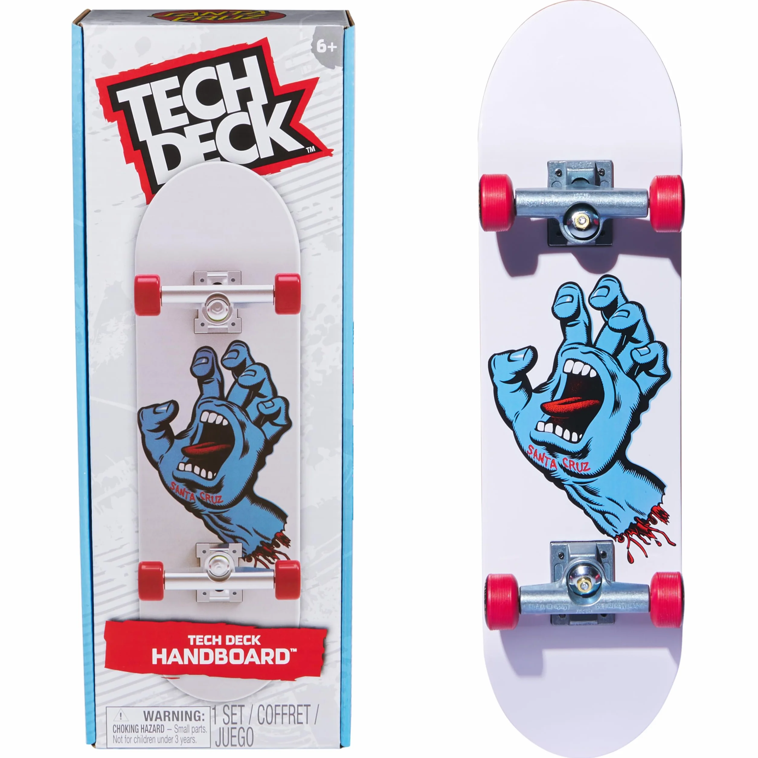 Tech Deck, Handboard Santa Cruz; Autentyczne mini deskorolki, zabawki dla dzieci dla chłopców i dziewczynek, od 6 lat (tylko do użytku ręcznego)