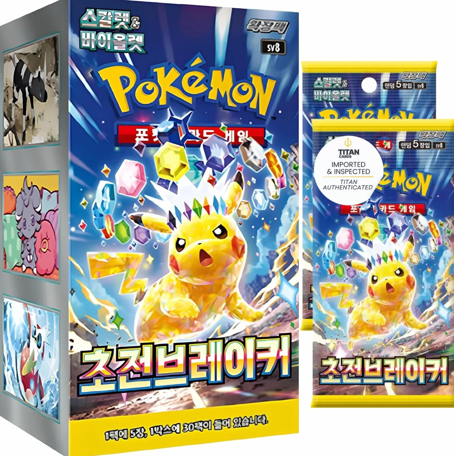 Surging Sparks Super Electric Breaker Korean Booster Box (30 paczek) | Supercharged Breaker | Autentyczne koreańskie karty Pokémon | Seria Scarlet & Violet | Uwierzytelnione Tytanami