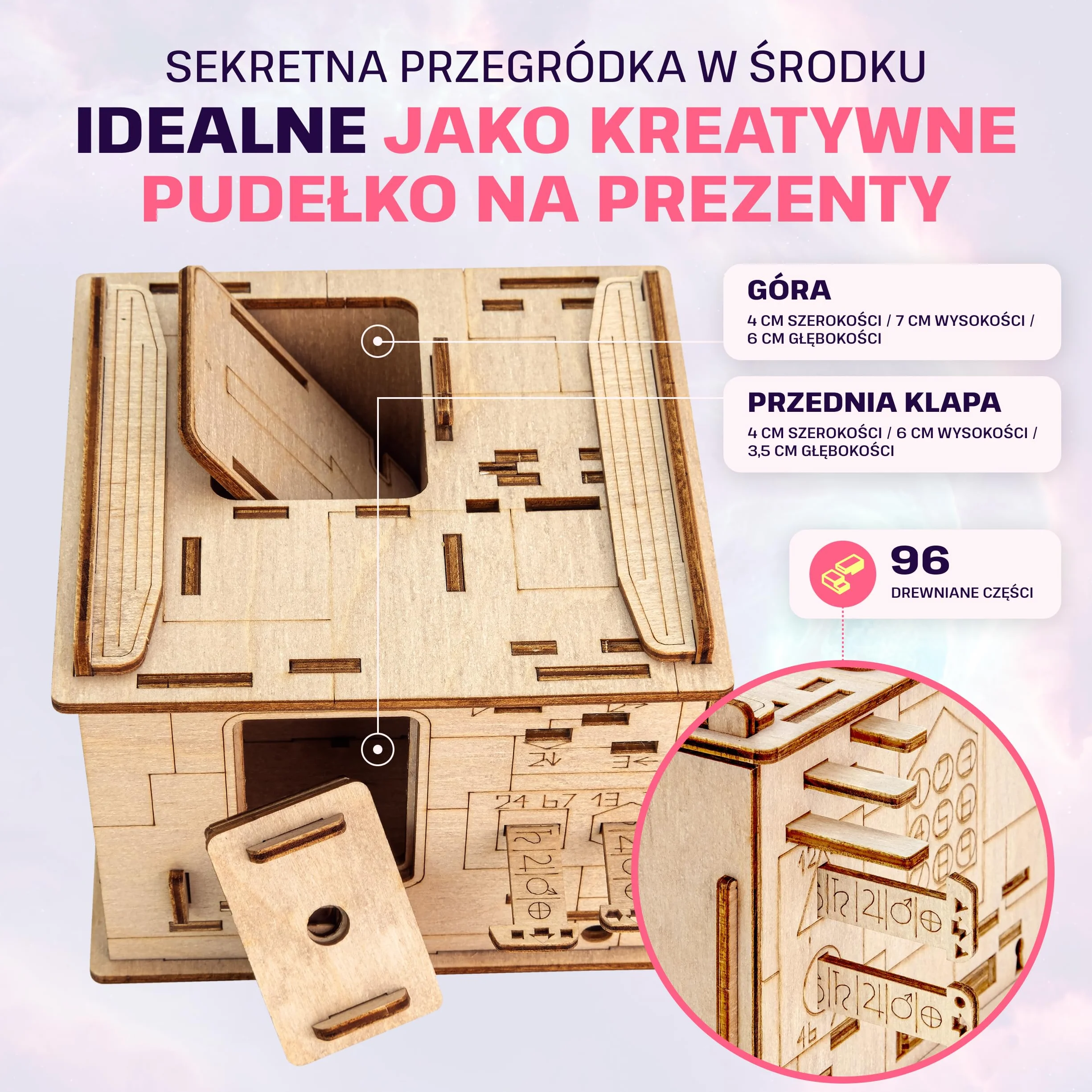 ESC WELT Space Box - Drewniane Pudełko Układanka z Brzozy dla Nastolatków - Zaawansowana Drewniana łamigłówka dla Przyjęcia Urodzinowego i Wieczoru Rodzinengo - 3D Drewniane Pudełko Układanka