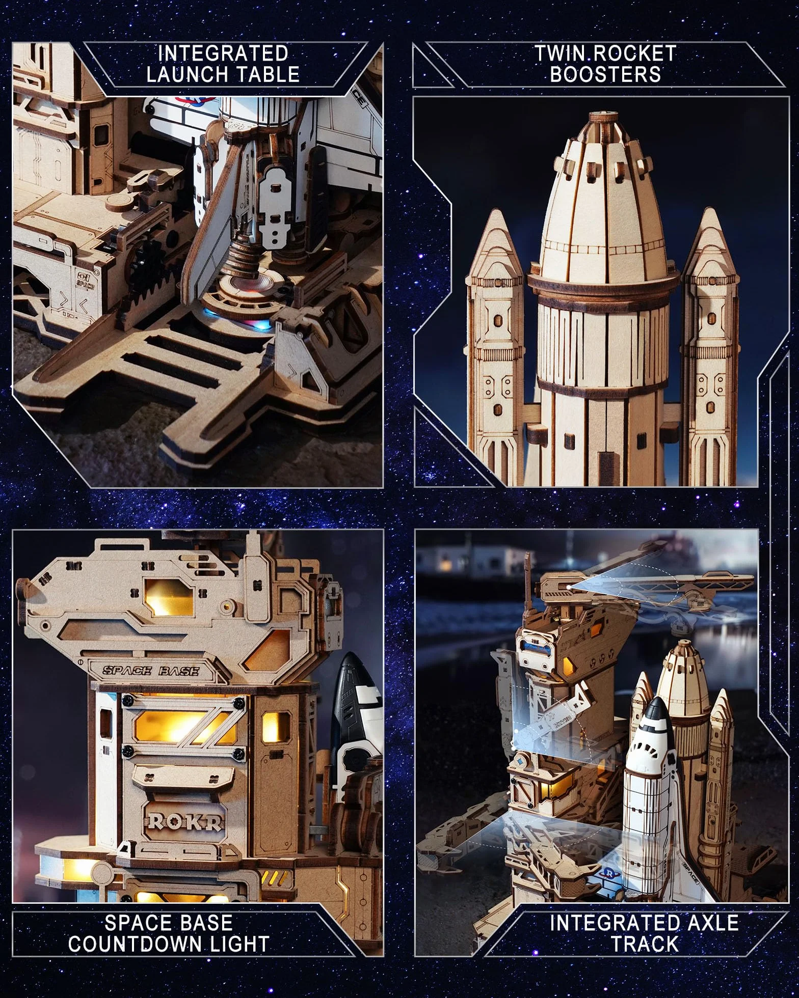 ROKR Drewniane puzzle 3D LQA01 Space Shuttle