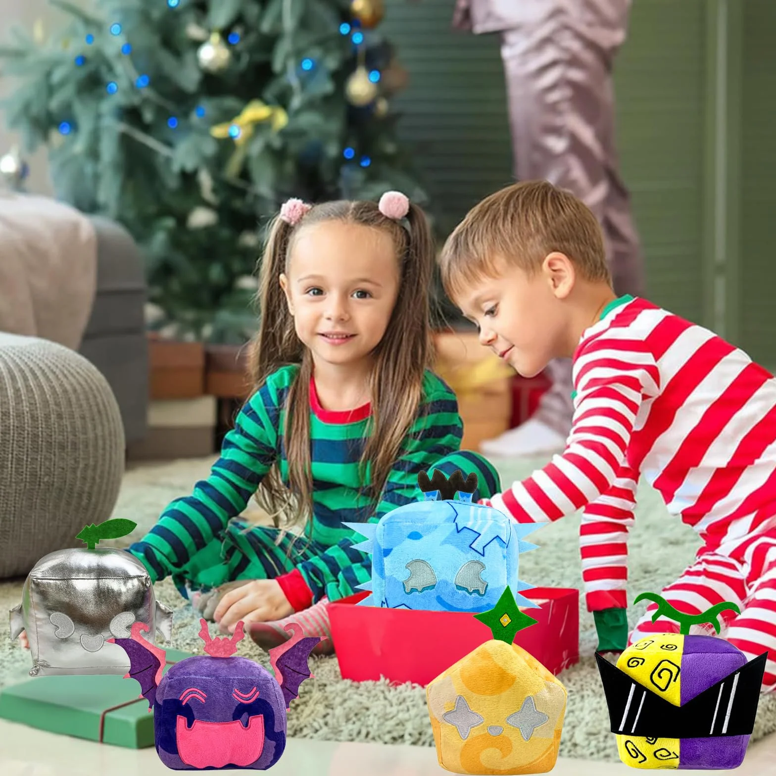 POPOYU Blox pluszak, miękkie wypchane zwierzę, poduszka, owoce, pudełko, zabawka, wypchana figurka, lalka dla dzieci, prezenty urodzinowe, miękkie, wypchane owoce, pluszowe zabawki do dekoracji