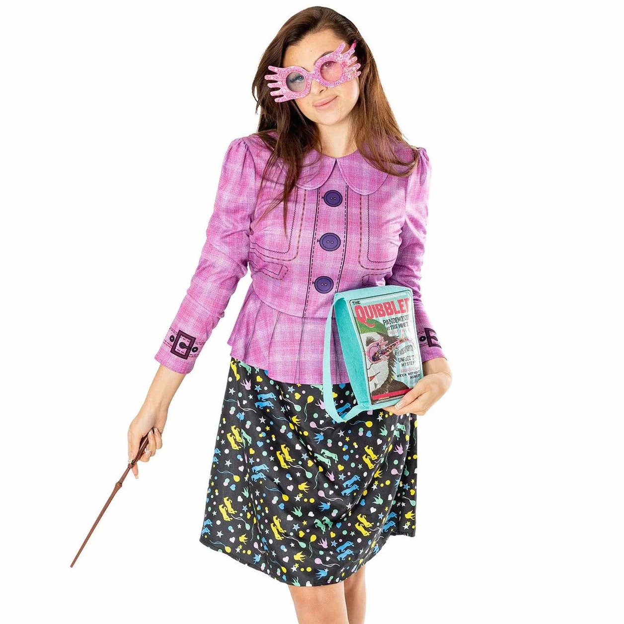 Rubies Zestaw akcesoriów Luna Lovegood dla dorosłych i dzieci, torba z różdżkami i okularami, oficjalny Warner Harry Potter na karnawał, Halloween, Boże Narodzenie i urodziny