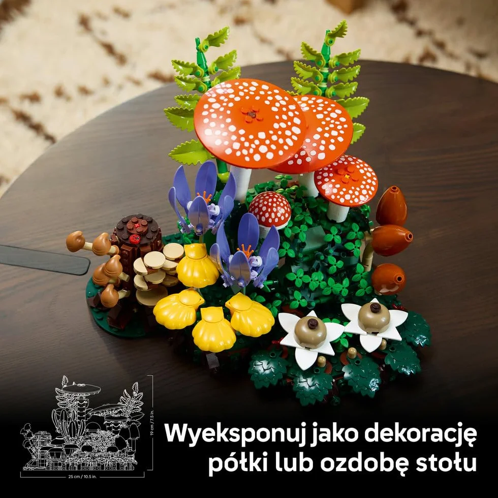 LEGO Botanicals Grzyby leśne, zestaw konstrukcyjny dla dorosłych, roślinna ozdoba do salonu z muchomorem i kwiatami, pomysł na prezent dla kobiety, mężczyzny i miłośników roślin 11505