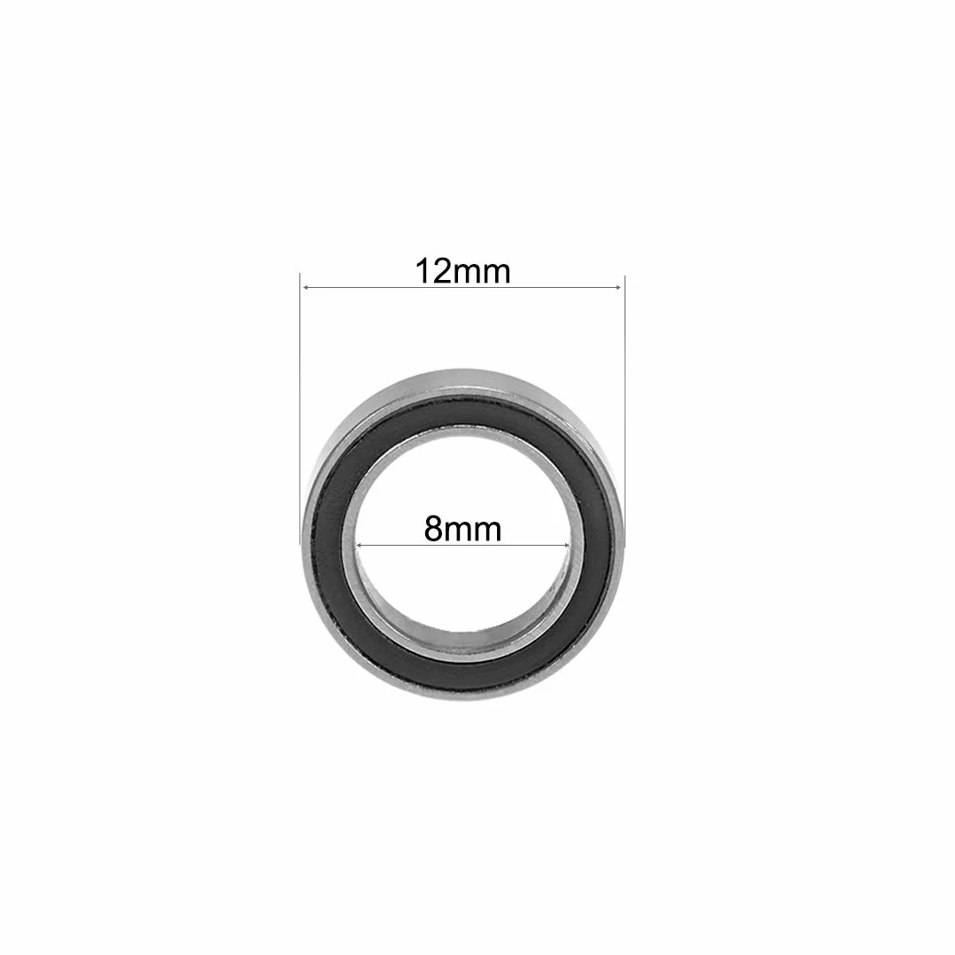 sourcing map 10 sztuk łożysko kulkowe zwykłe MR128-2RS średnica wewnętrzna 8 mm 12 mm średnica zewnętrzna 3,5 mm otwór podwójnie uszczelniona stal chromowana Z2