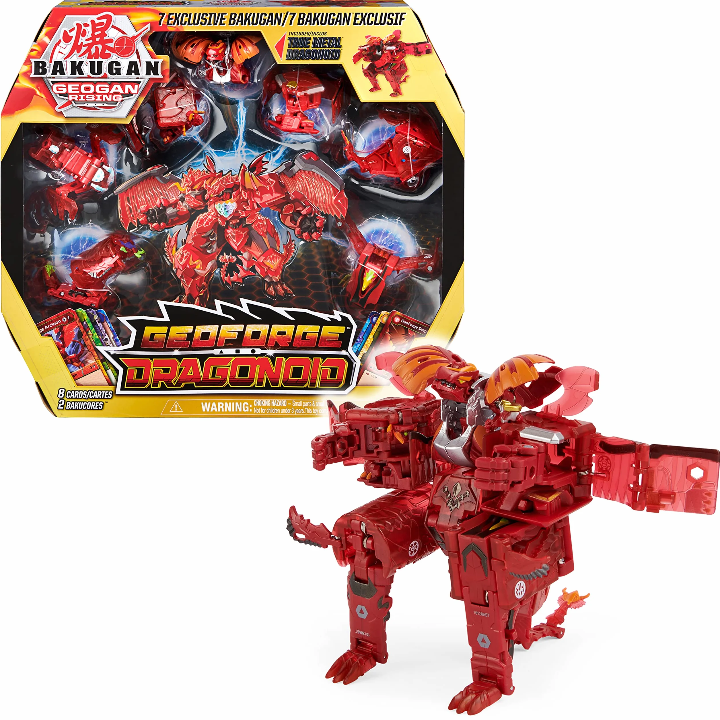 BAKUGAN Geoforge Dragonoid, figurka kolekcjonerska z 6 geoganami i 1 ekskluzywnym metalowym smokiem Bakugan