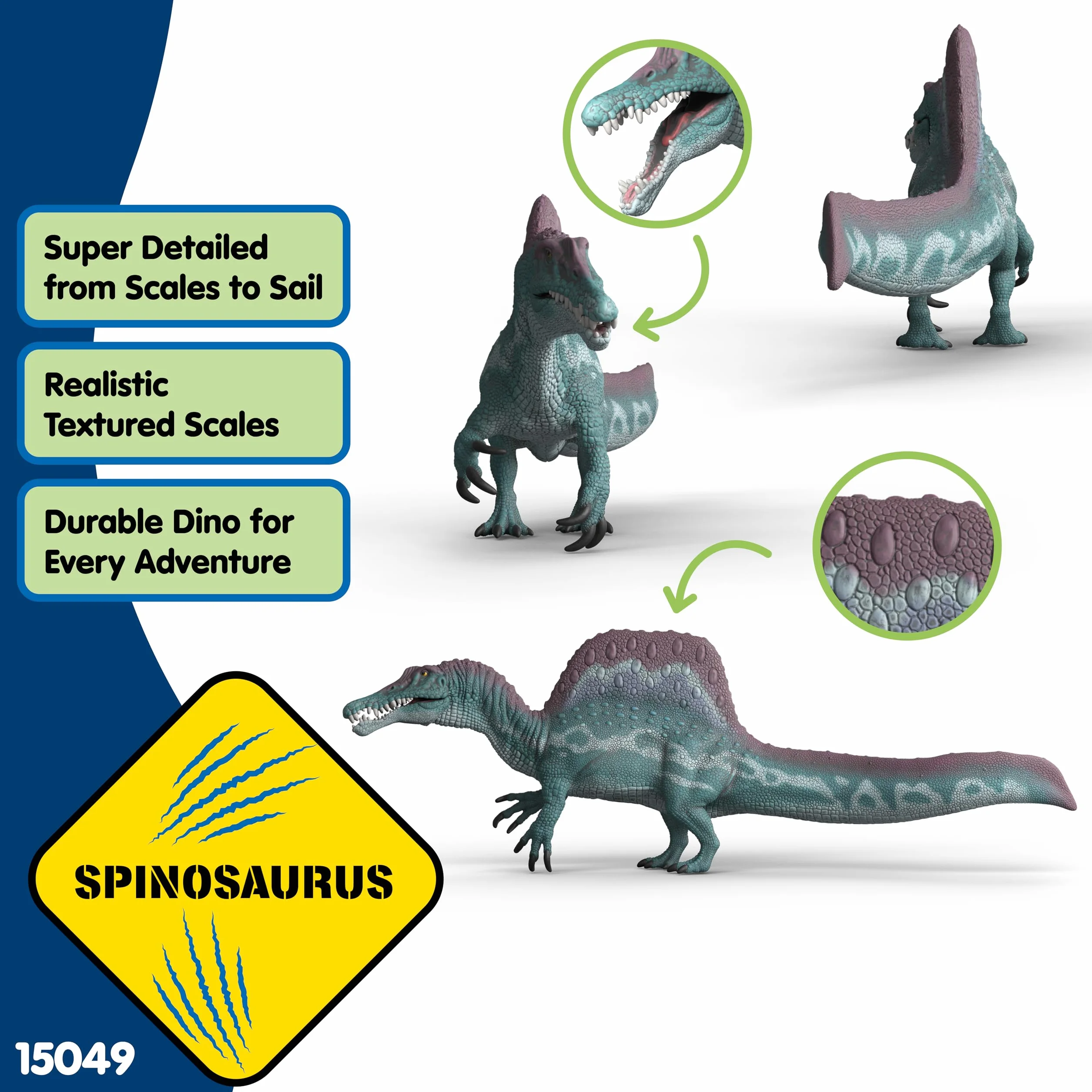 schleich DINOSAURS | Spinozaur 15049 | szczegółowy dinozaur z ruchomą szczęką | Kolekcjonerskie zabawki dinozaurów | Prezent dla dzieci | Zabawki dinozaurów od 3 lat | 33 x 12 x 6 cm