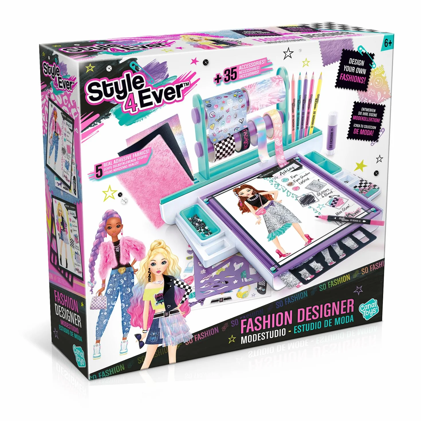 Canal Toys - Styl 4 Ever Fashion Designer Tablet Dziecko 6 lat + - Studio rysowania i kreatywnego wypoczynku z samoprzylepnymi tkaninami, szablonami, naklejkami i pisakami, aby stworzyć swoją kolekcję
