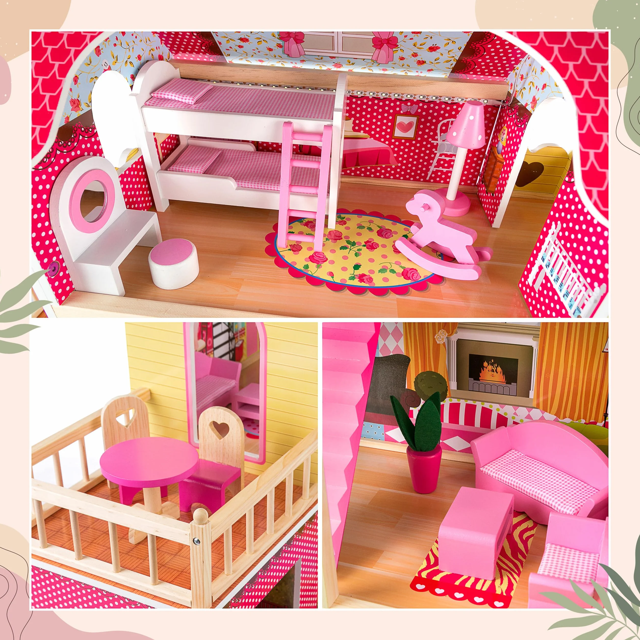Kinderplay Gs0020 Drewniany Domek Dla Lalek
