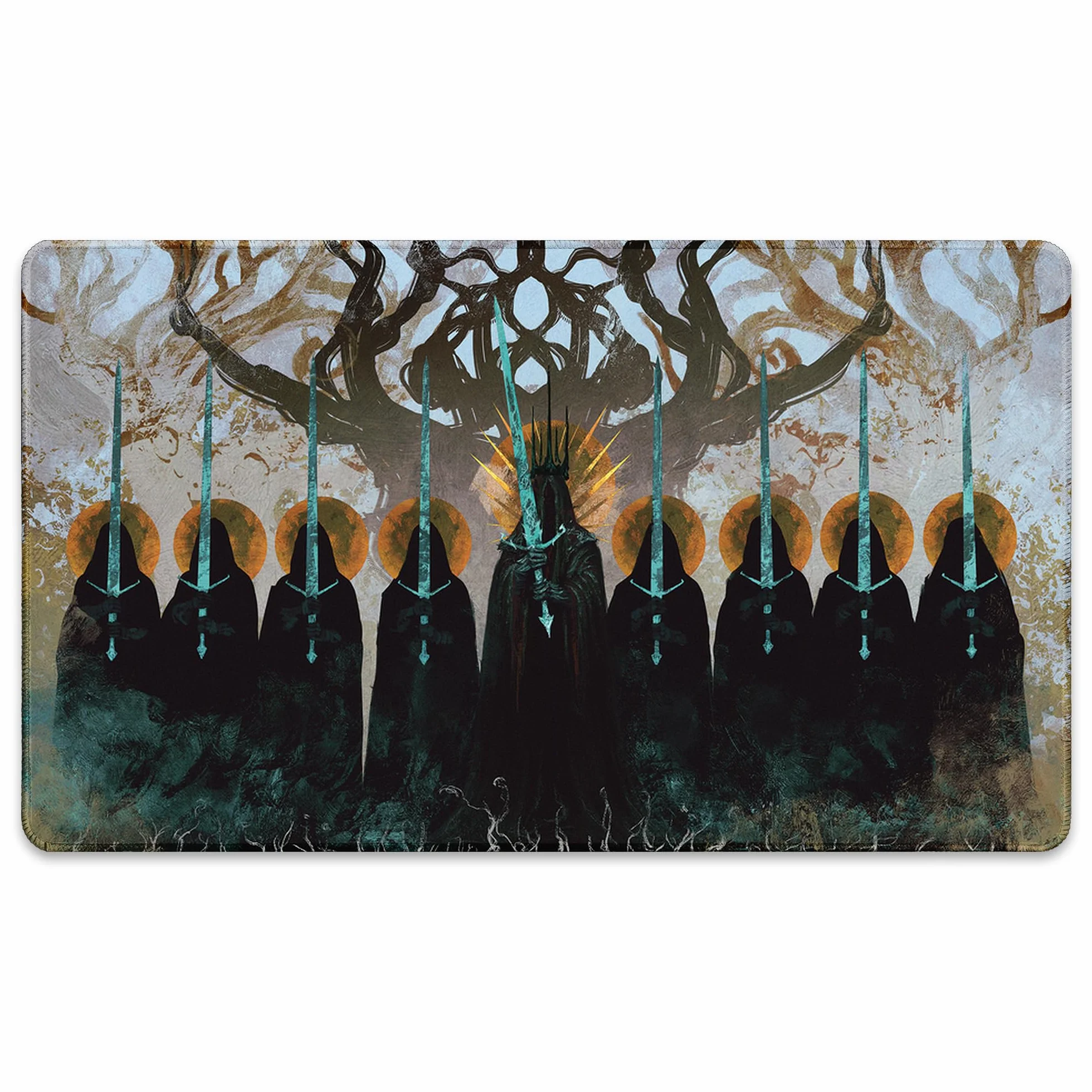 The Nine Black Riders (Stitched) - MTG Playmat by Anato Finnstark, LOTR Lord of the Rings - Compatible with Magic the Gathering Playmat - Play MTG, YuGiOh, TCG - Original Play Mat Art Designs