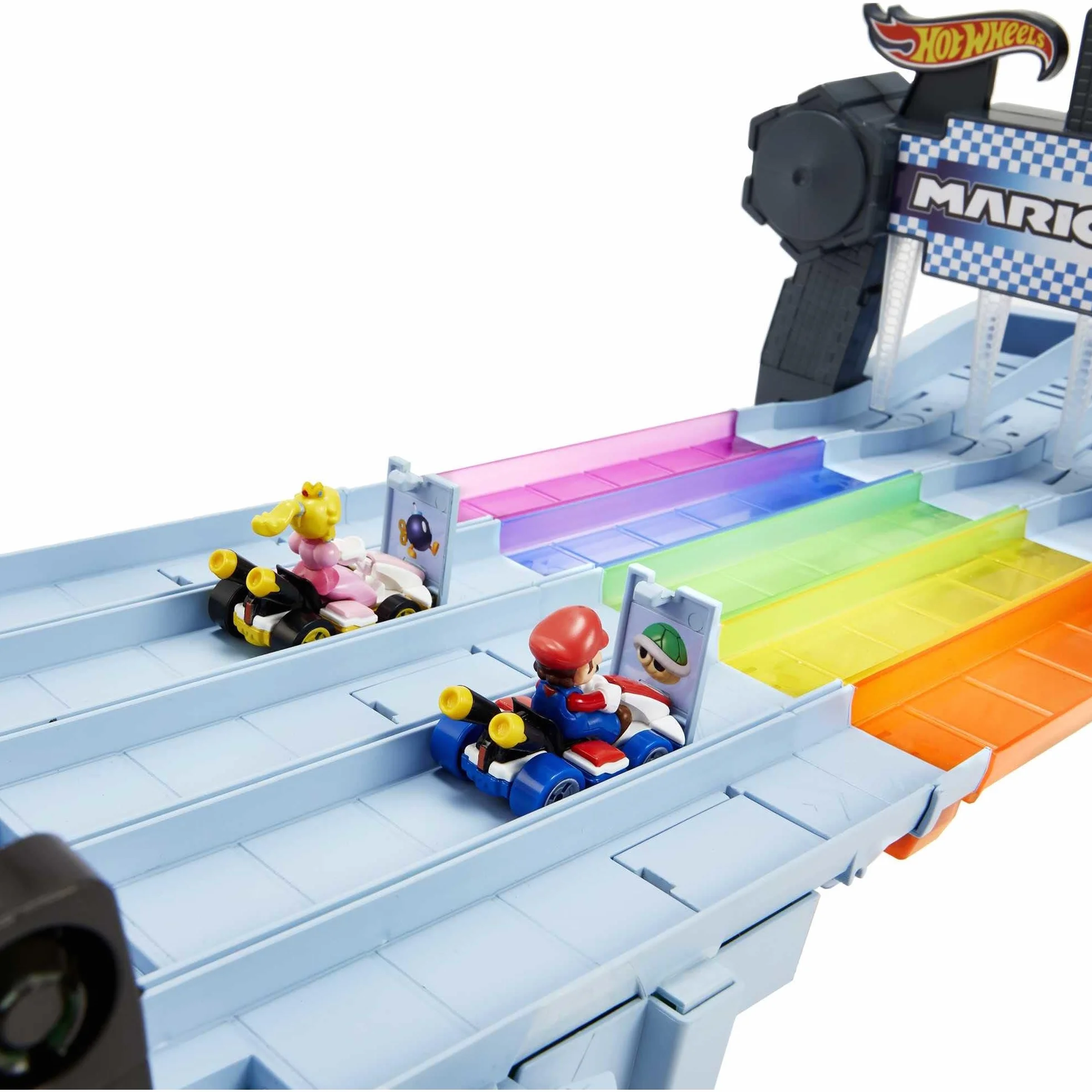 Hot Wheels Tor Wyścigowy Mario Kart Rainbow Boulevard 2,5m 2 pojazdy 1:64