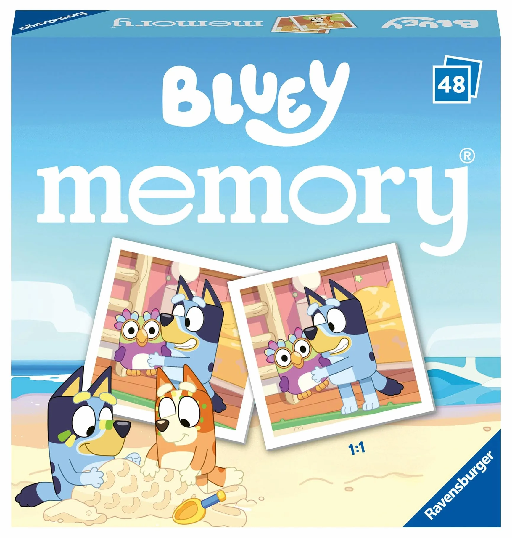 Ravensburger Bluey Mini Memory - Matching Picture Snap Pairs Game For Kids Age 3 Years and Up