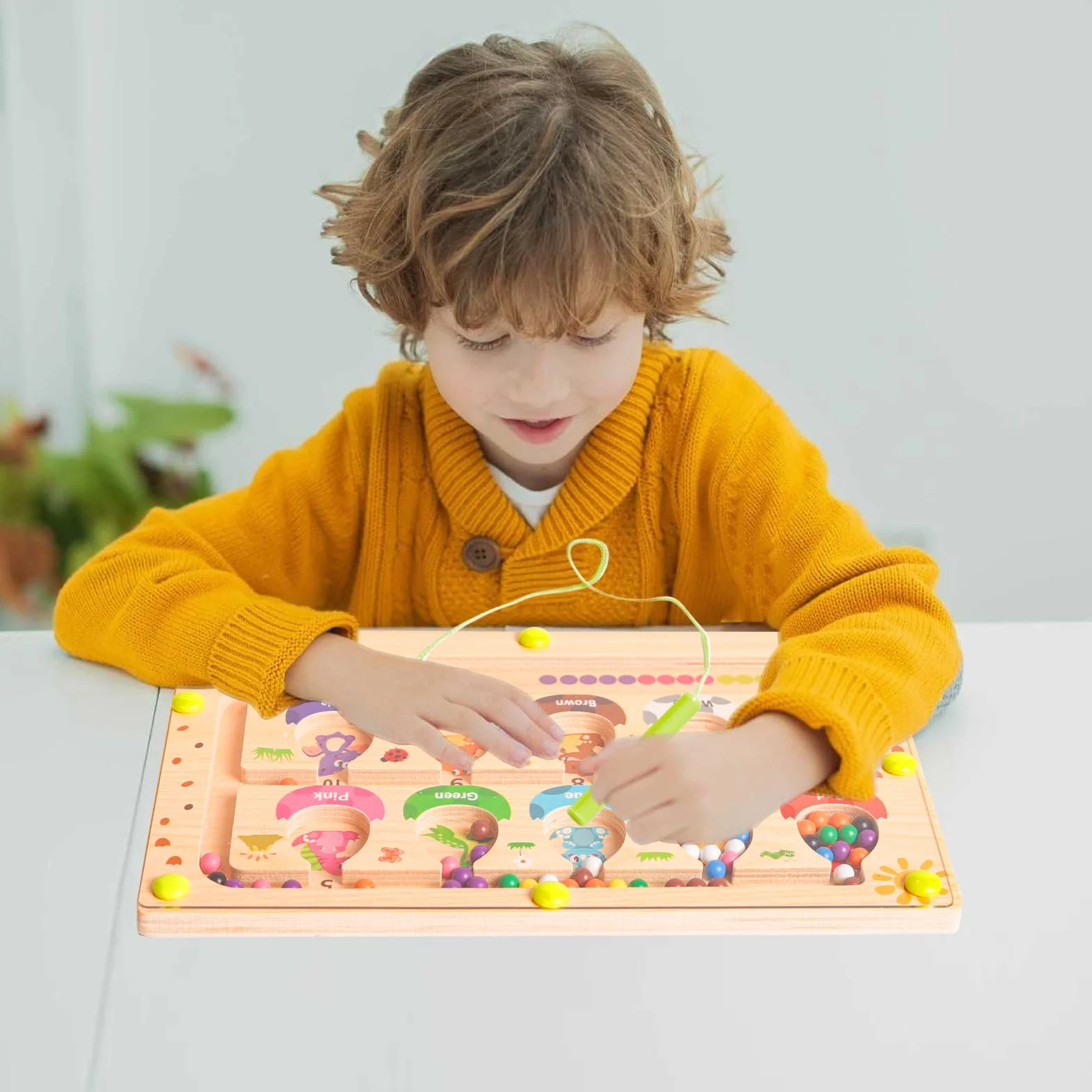 Zabawki Montessori dla chłopców i dziewczynek w wieku 2, 3, 4 lat, drewniane zabawki z labiryntem magnetycznym dla dzieci w wieku 3 lat, edukacyjne zabawki do nauki, gra w sortowanie kolorów, prezenty