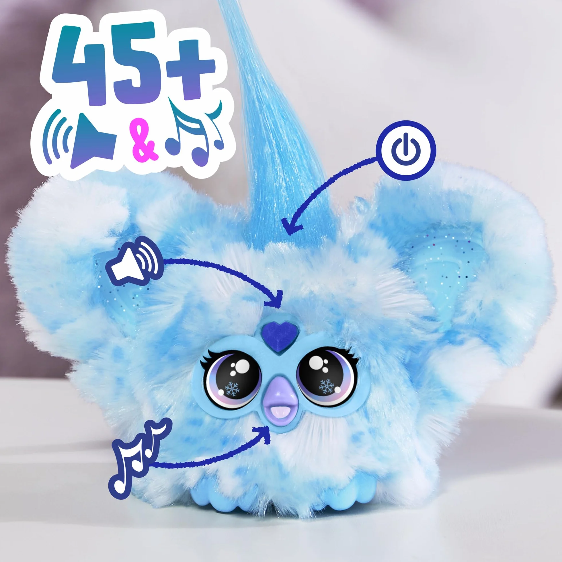 Furby Furblets SNO-Way Holiday Edition Mini Friend, ponad 45 dźwięków, świąteczna muzyka, gadanie tylko meble, elektroniczne pluszowe zabawki dla dziewcząt i chłopców, interaktywne zwierzaki,