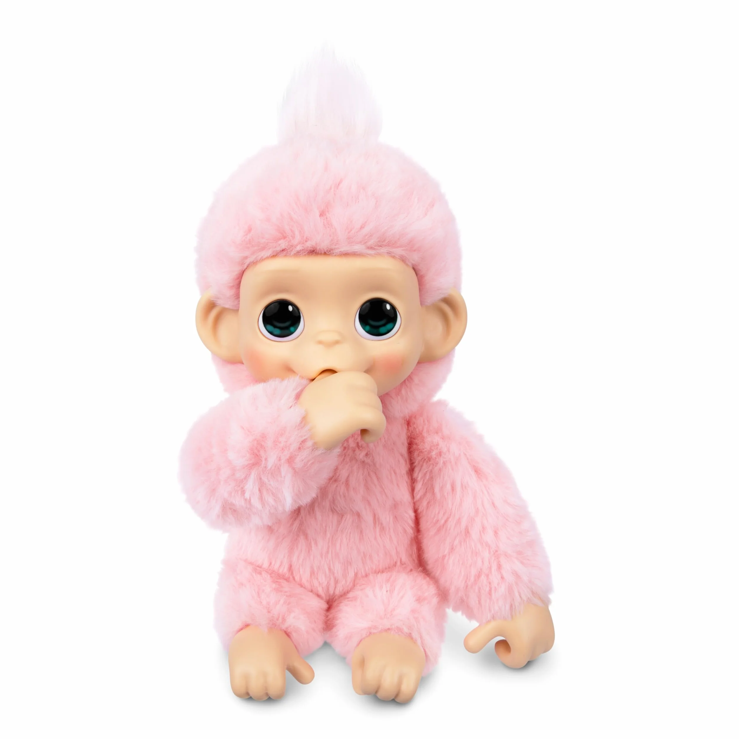 Little Live Pets Baby Monkey Minis – Luna Lemon. Interaktywna zabawka dla zwierząt domowych. Ponad 20 dźwięków i reakcji. Miękkie różowe futro. 18,8 cm wysokości. Karmić, pielęgnować. Reaguj