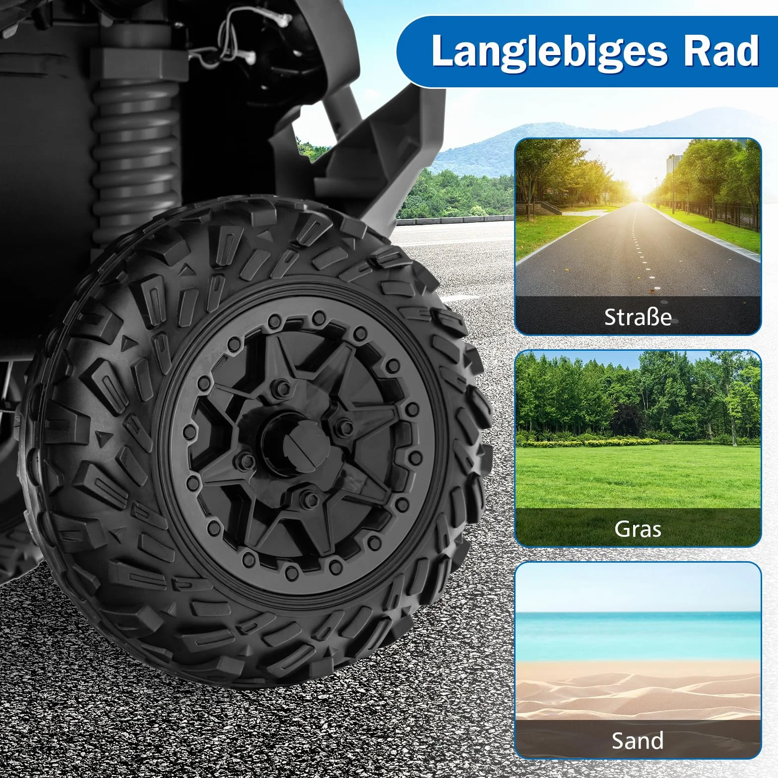 GOPLUS 12V Elektryczny quad dla dzieci, pojazd dla dzieci z reflektorami LED, muzyką i klaksonem, elektryczny samochód z 4 antypoślizgowymi kołami i powolnym startem, dla dzieci w wieku 3–8 lat, do 35