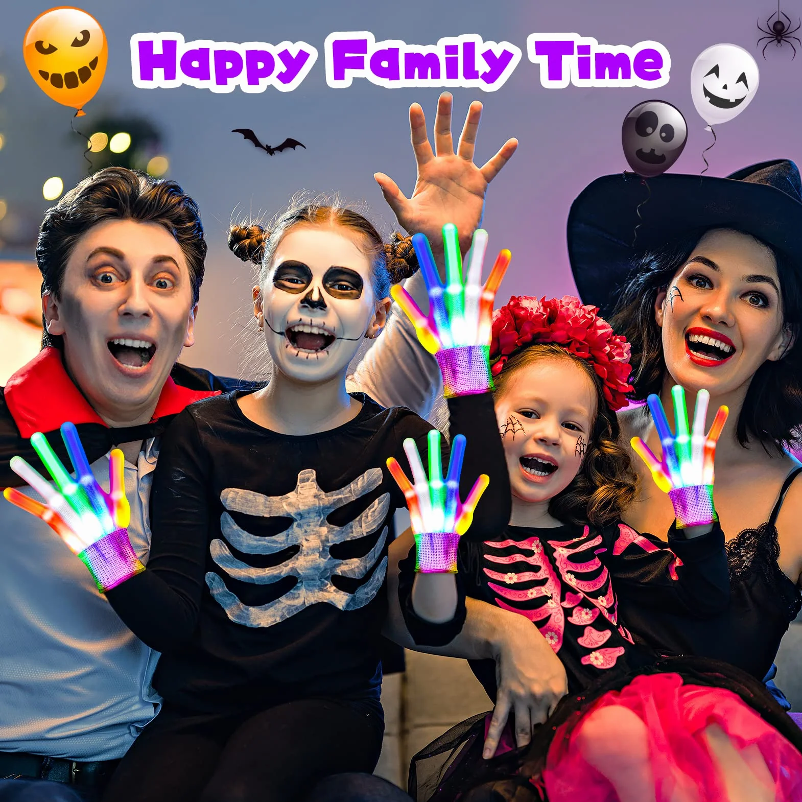 EUCOCO Blitz rękawiczki LED fajne rzeczy dla dzieci, 5 kolorów / 6 trybów pracy, idealne na imprezę, Halloween, Boże Narodzenie