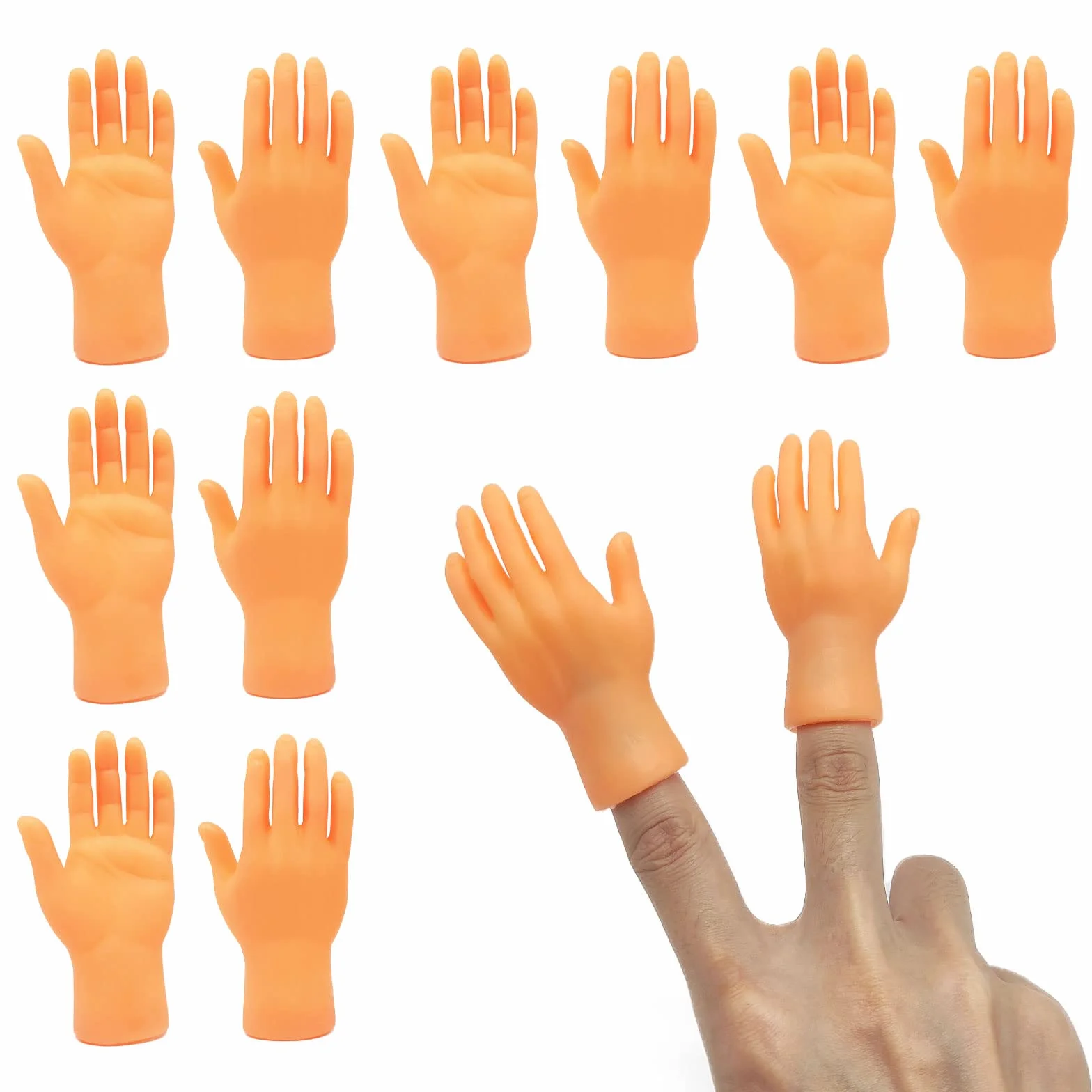 TSHAOUN 10 sztuk małych dłoni, mini lalki na palce, mini ręce, lewa ręka, prawa, zabawka do smyczki, interaktywna zabawka dla zwierząt domowych, zestaw do magii, gier, Halloween
