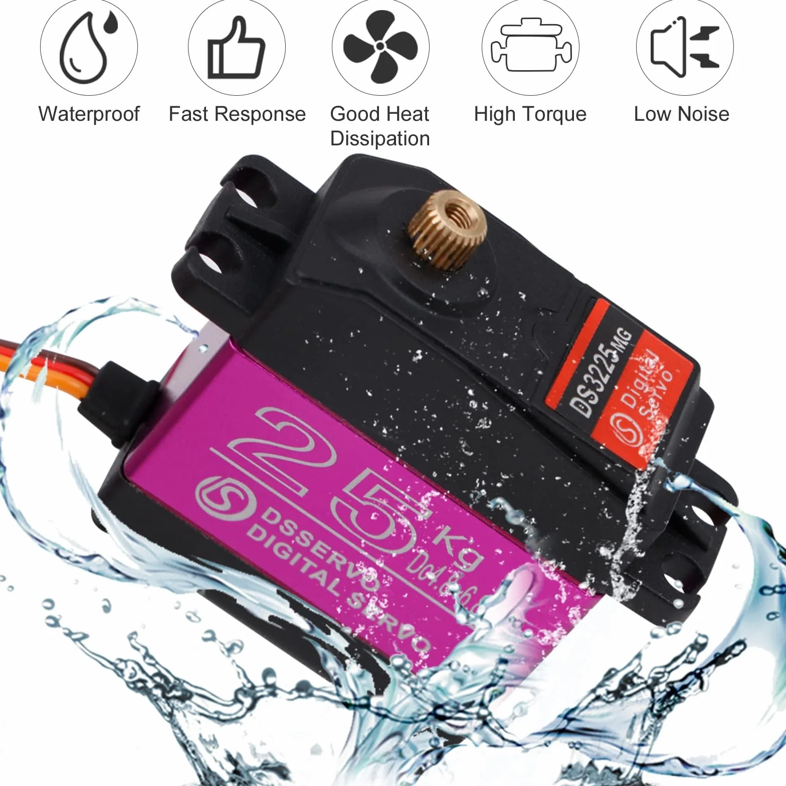 Serwo cyfrowe sterowane radiowo, 25 kg, wodoszczelne, serwo High Torque, cyfrowy serwo, modelarstwo, metalowa przekładnia, serwo 180°, serwa DS3225 do samochodów RC Auto Robot 1/10 1/8