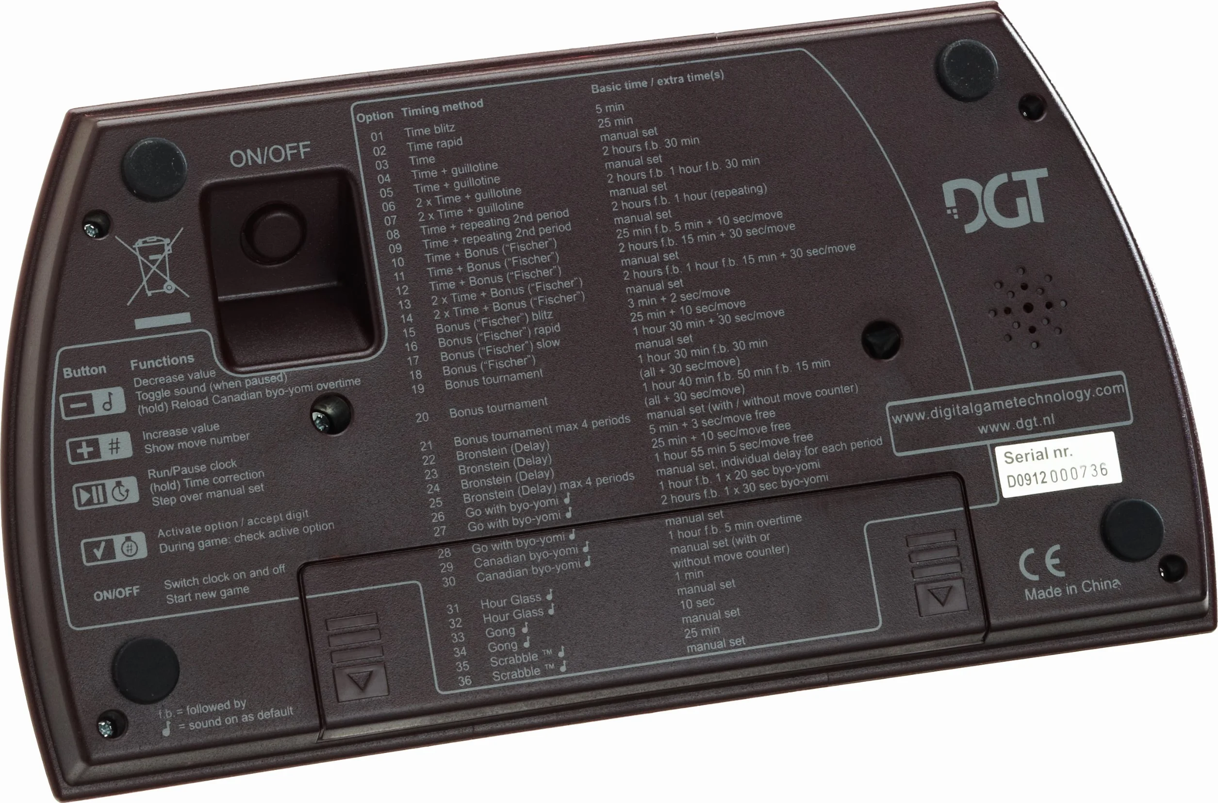 DGT 4672 DGT-2010, cyfrowy, z logo FIDE