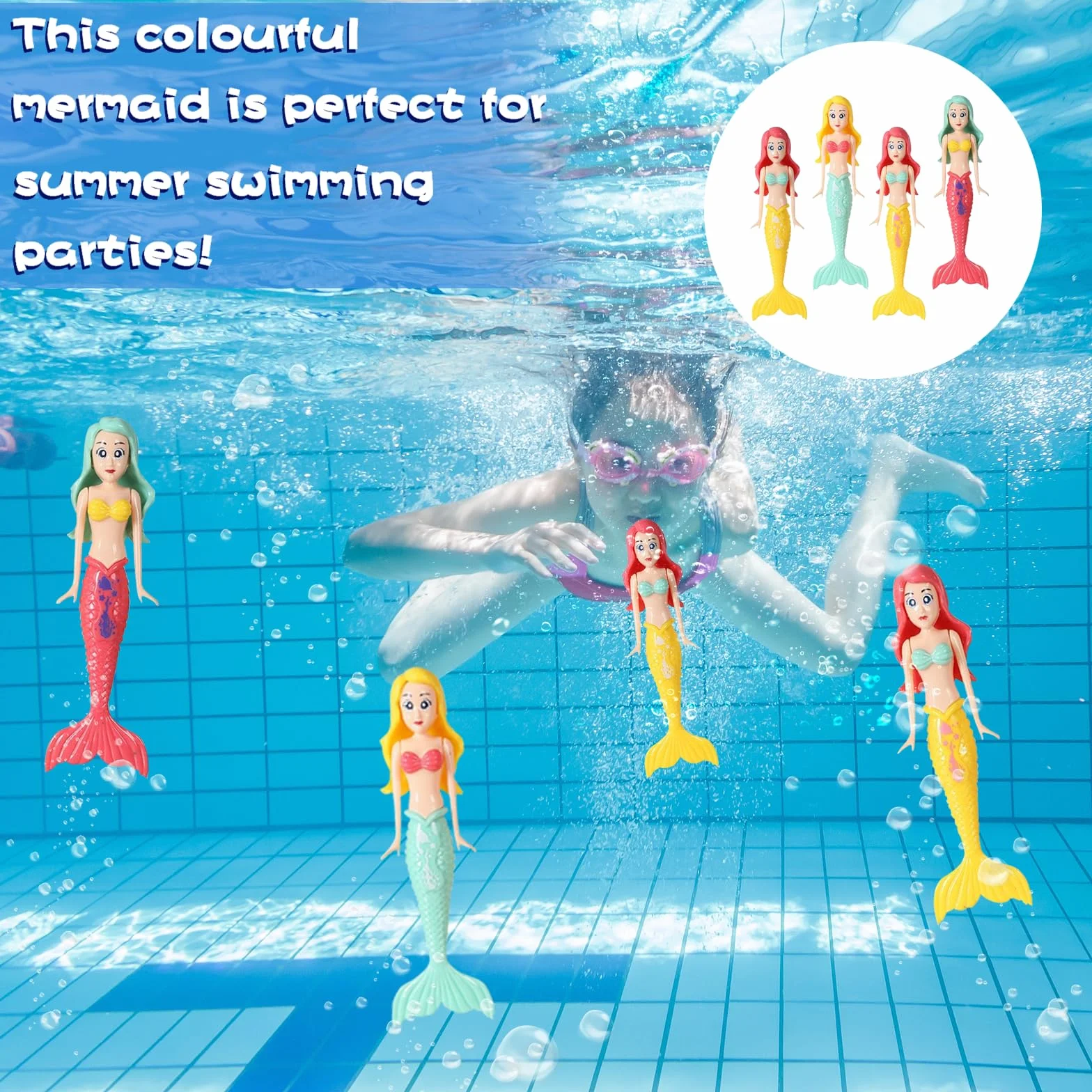Zestaw zabawek do nurkowania podwodnego, 11 sztuk, pierścienie do nurkowania dla dzieci od 4 do 12, pierścienie do nurkowania z syrenką, zestaw zabawek z algami na lato, prezent dla chłopców i