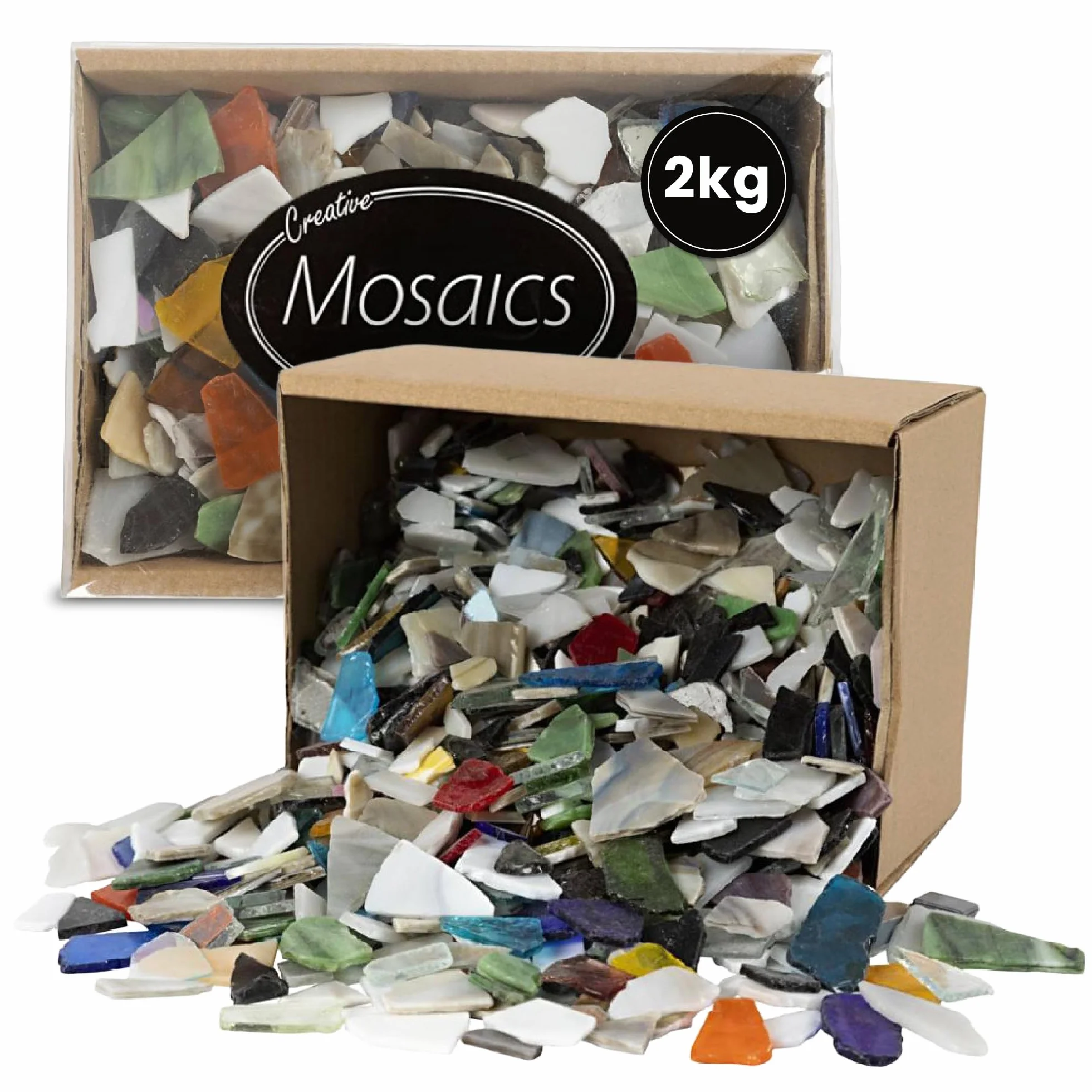 Creativ Company 55527 kamienie mozaikowe, 8-20 mm, różne kolory, 2 kg, klejenie, szkło