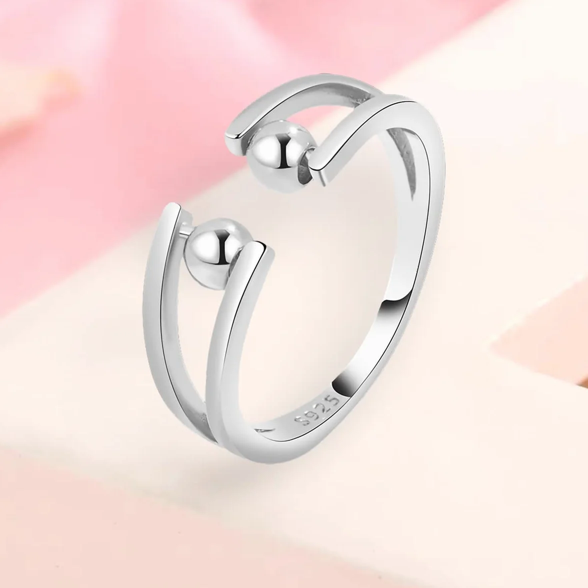 Fidget Ring antystresowy srebrny regulowany dla kobiet
