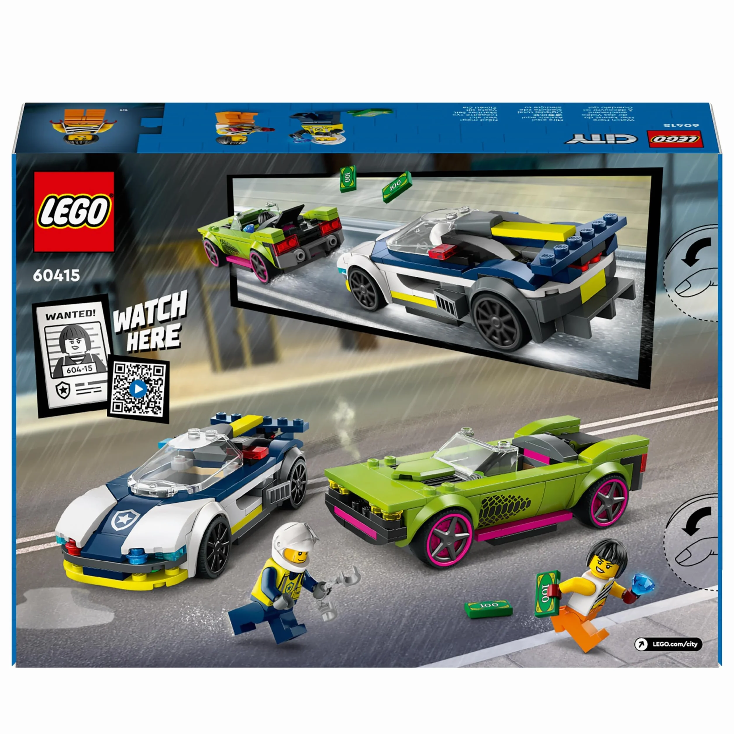 LEGO City Pościg radiowozu za muscle carem 60415 Zabawka do Zbudowania dla 6-latka z Minifigurkami