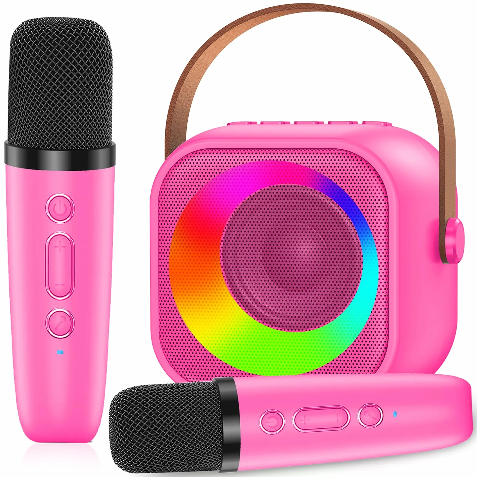 Maszyna do karaoke dla dzieci z 2 mikrofonami, mini mikrofon bezprzewodowy do karaoke, przenośny głośnik Bluetooth ze światłami LED, prezent dla dziewcząt i chłopców
