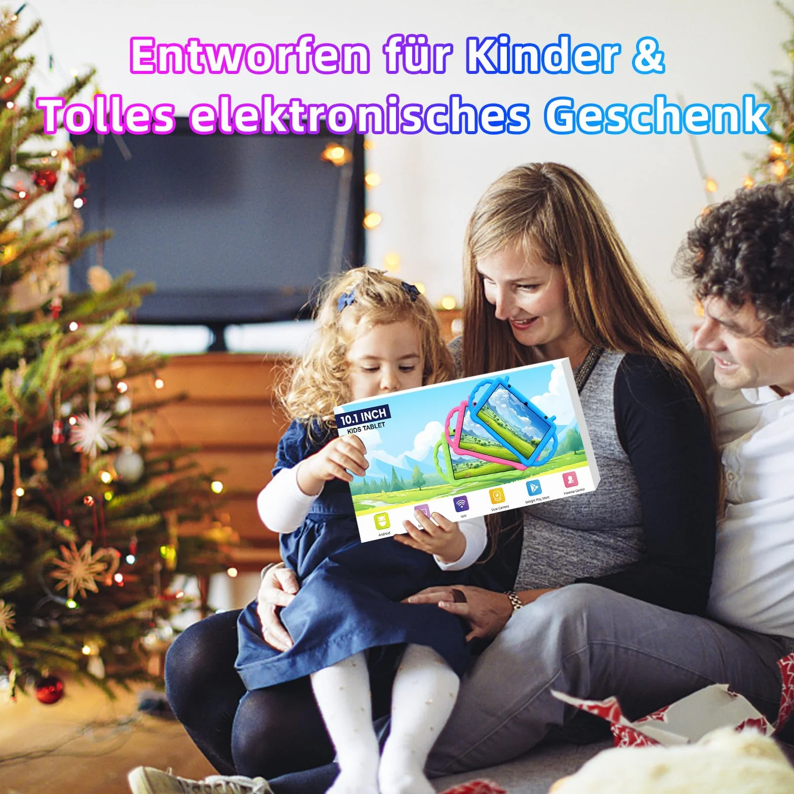 Tablet dla dzieci 10 cali, 2024 najnowszy tablet dla dzieci, Android 14 Octa-Core 2.0 GHz, 10 GB RAM + 64 GB ROM (TF 1 TB), WiFi, Bluetooth, podwójny aparat, kontrola rodzicielska, aplikacja