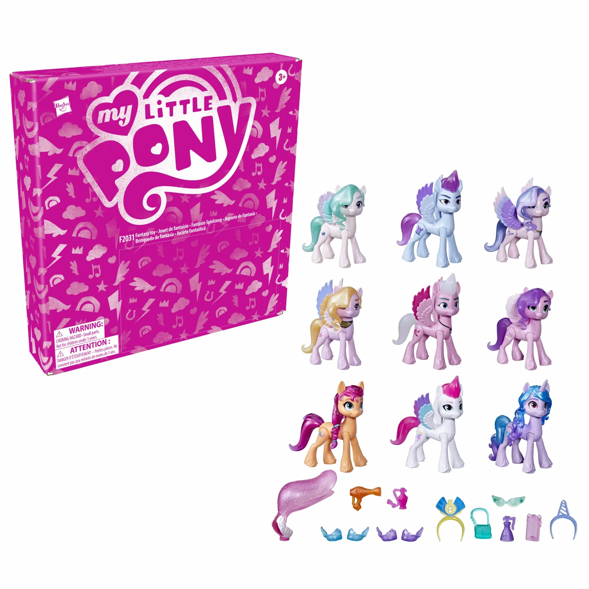 My Little Pony A New Generation, Colección Gala Real, 9 Ponis, 13 Accesorios, Multicolor