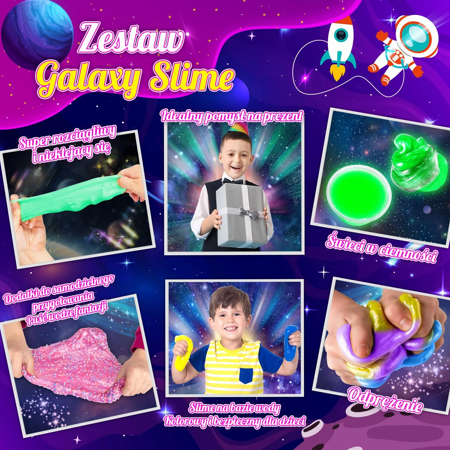 iKidiki Zrób Swój Własny Zestaw Szlamu, Prezent dla Dziewczynek 6 7 8 9 10 11 12 Lat Galaxy Slime Set Chłopiec Pomysły na Prezent Szlam Zabawki dla Dzieci Chłopcy Prezent Urodzinowy dla Dziewczynek