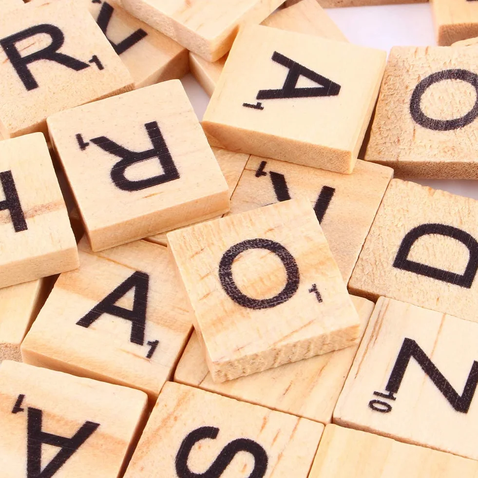 Drewniane Płytki Scrabble 100 Sztuk Z Literami Do Rzemiosła