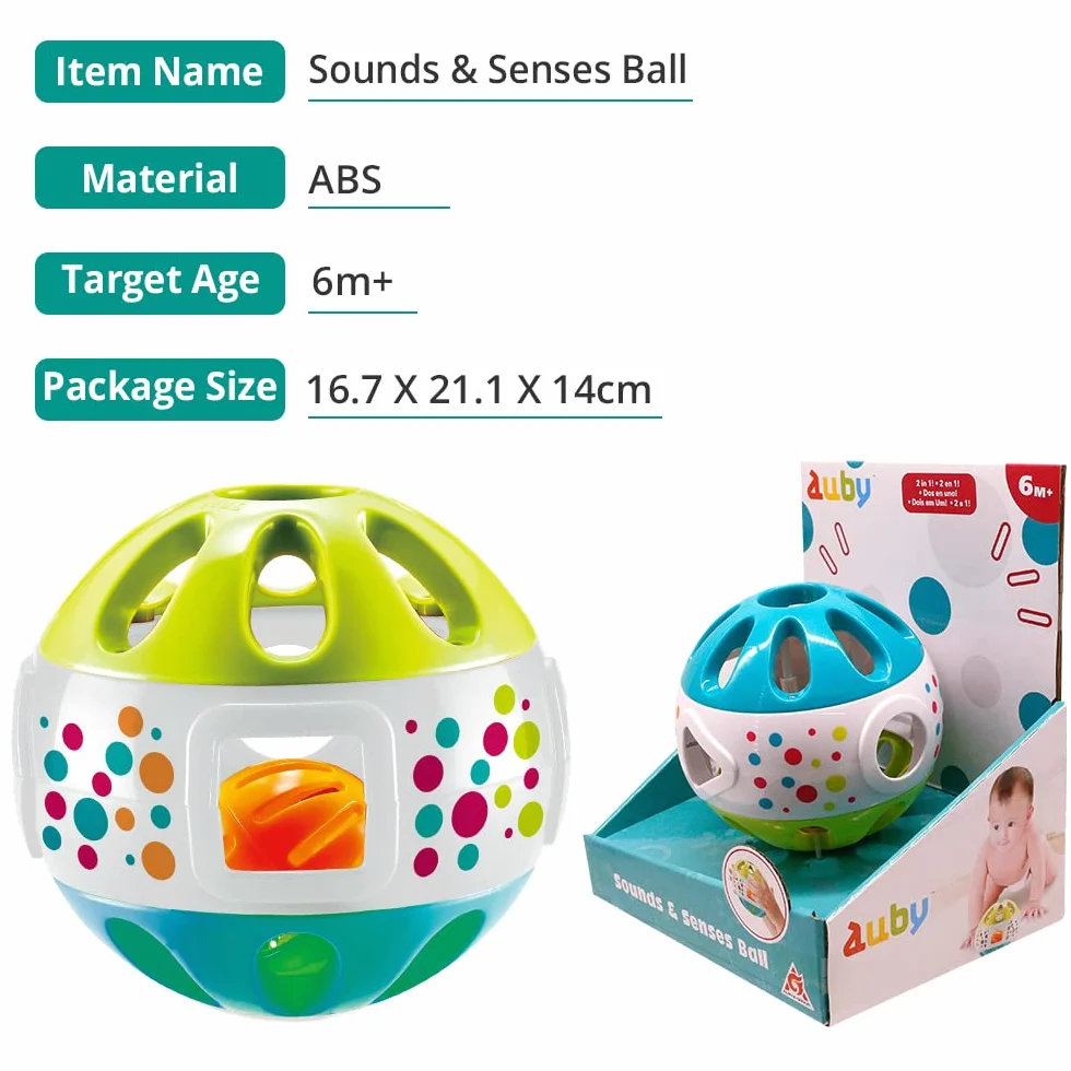 Auldey Toys - Auby Shake and Fun Rattle Ball, Prezenty urodzinowe dla dzieci w wieku 6 7 8 9 10 miesięcy, FR461140