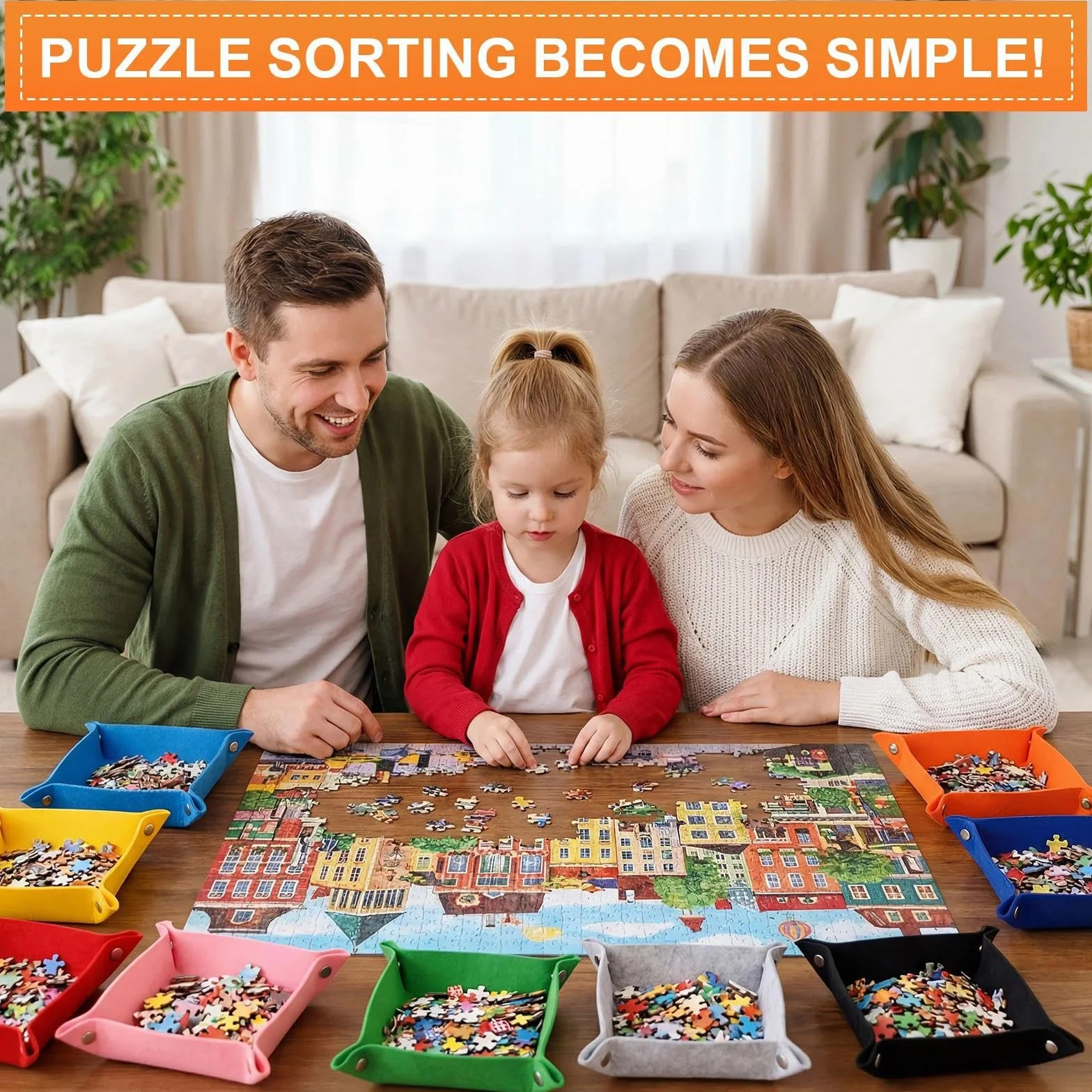 12 sztuk filcowych układanek do sortowania przenośne układanki można układać w stos składane filcowe tace do sortowania guzików pudełko do sortowania puzzli akcesoria do puzzli 1000 elementów