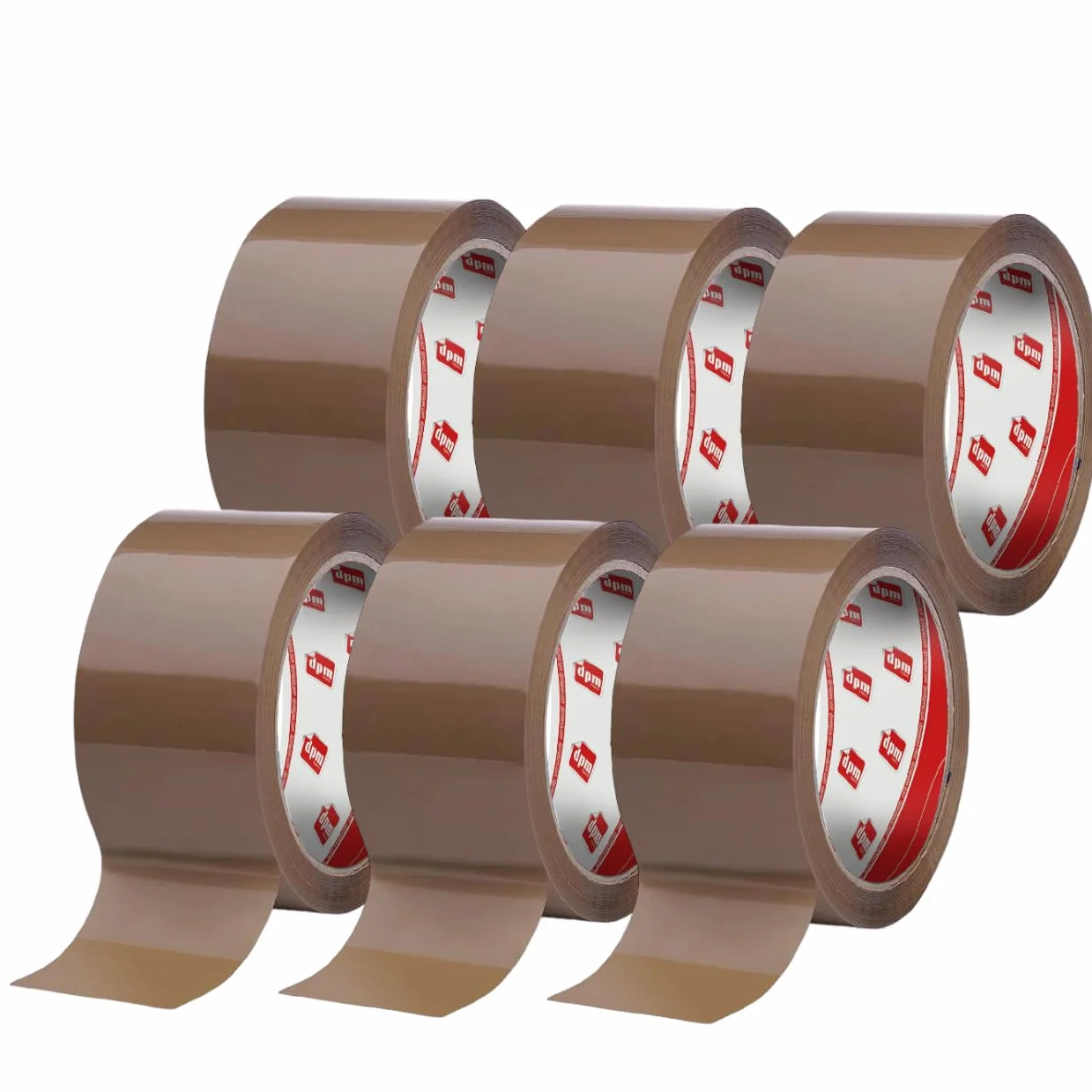 Dpm tapes Taśma opakowaniowa, taśma pakowa, klej, przesyłka, przeprowadzka, odporna na rozdarcie, bez rozpuszczalników, mocna i cicha - 50 m x 48 mm, brązowa/Hawana (6 rolek)