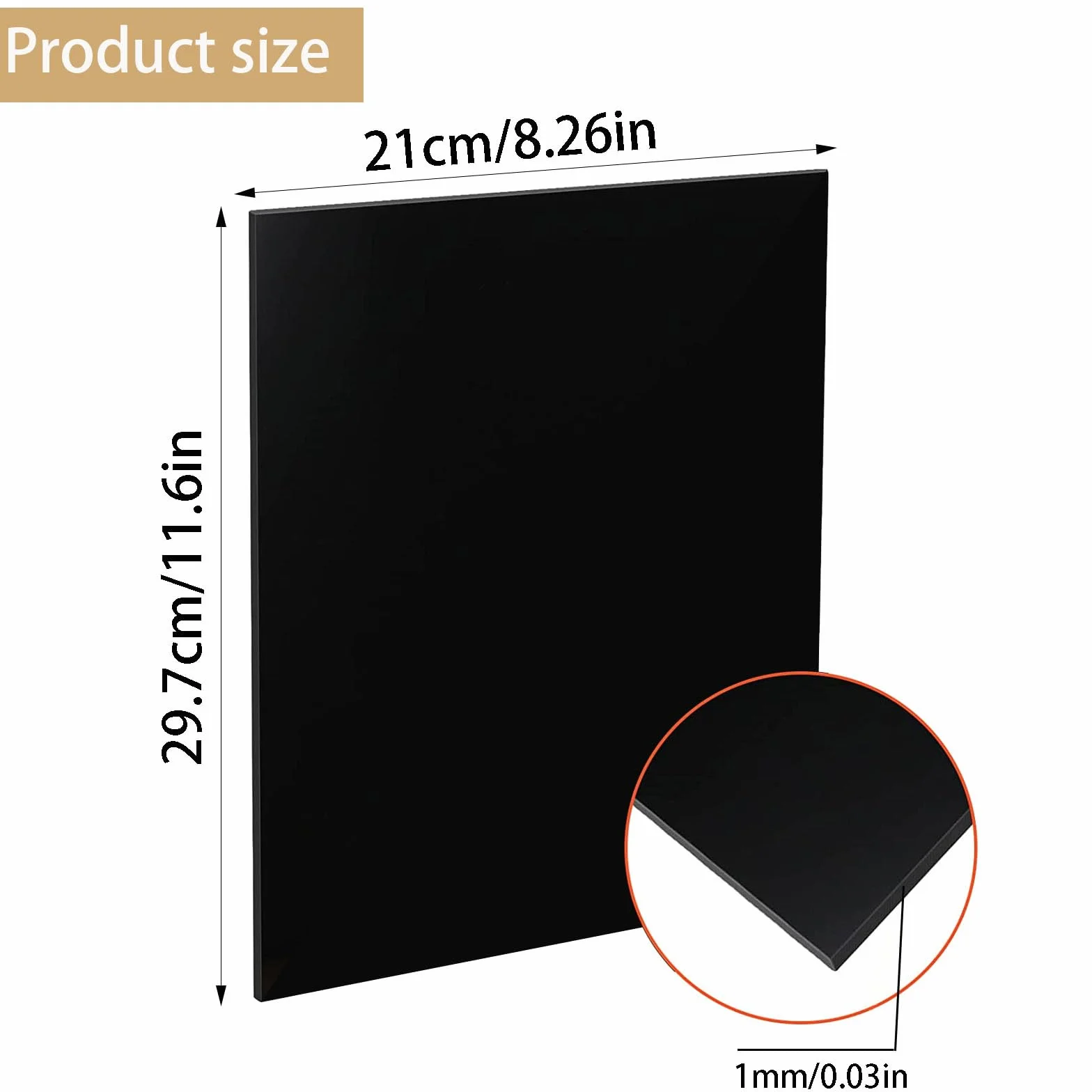 6 czarnych płyt akrylowych A4, czarne płyty akrylowe, kwadratowe, 1 mm, do cięcia laserowego, akrylowe, płyty z tworzywa sztucznego, do tabliczek, projektów DIY, do majsterkowania, malowania