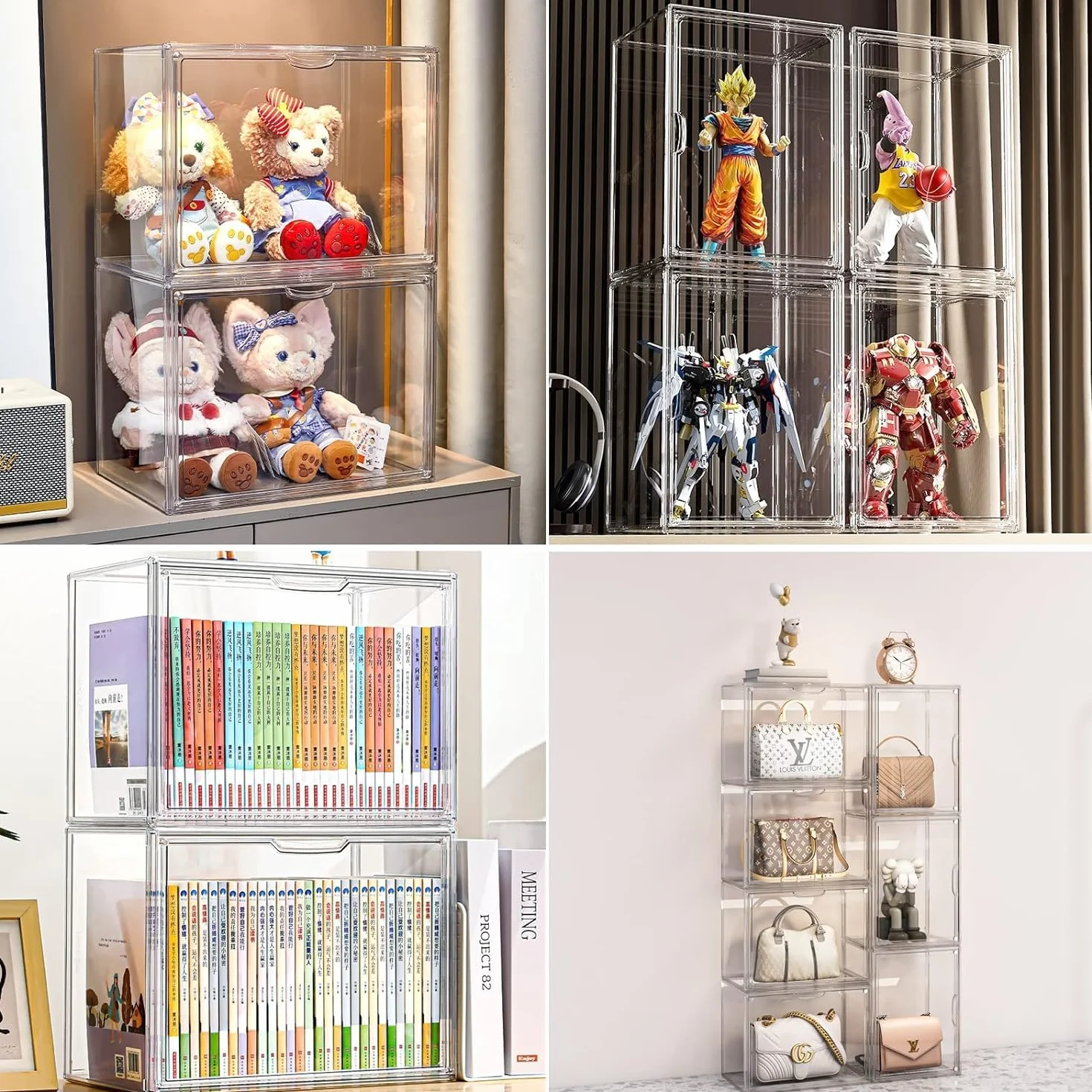 Akrylowa witryna ekspozycyjna na przedmioty kolekcjonerskie, przezroczyste akrylowe pudełko ekspozycyjne z drzwiami, organizer i ochraniacze do figurek pop, Funko Pop, Blind Box, Lego
