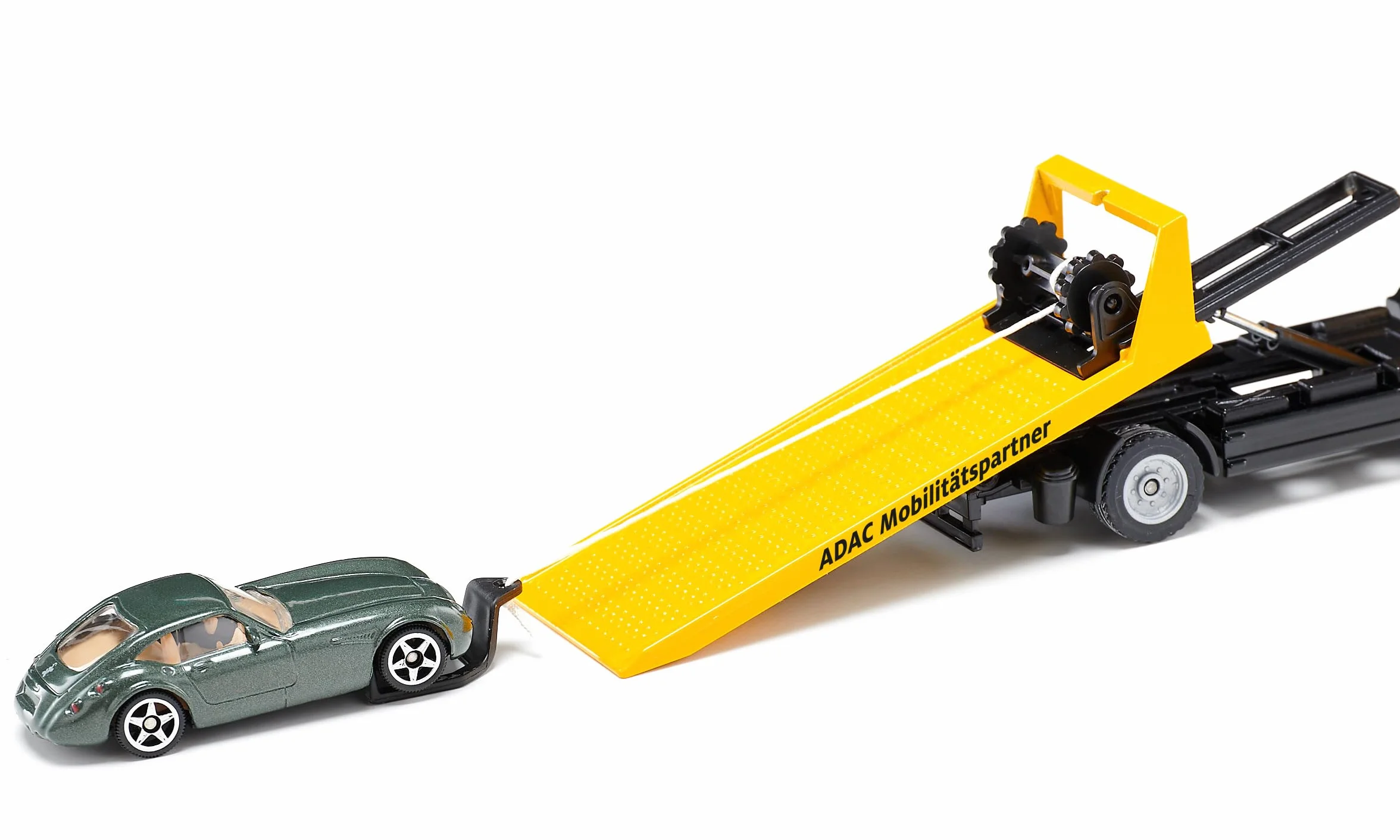 siku 2722, MAN Holownik ADAC, W komplecie zabawkowy samochód do odholowania, 1:55, Metal/Tworzywo sztuczne, Żółty, Wyciągana wciągarka, Wychylana i opuszczana platforma transportowa