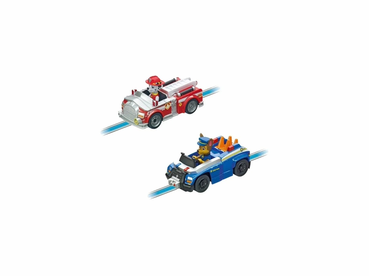 Carrera First Psi Patrol, On The Track – tor do gry z Chase & Marshall, dostosowane do dzieci regulatory ręczne, odległość 2,4 m i elementy interaktywne – dla małych wyścigów i przygód