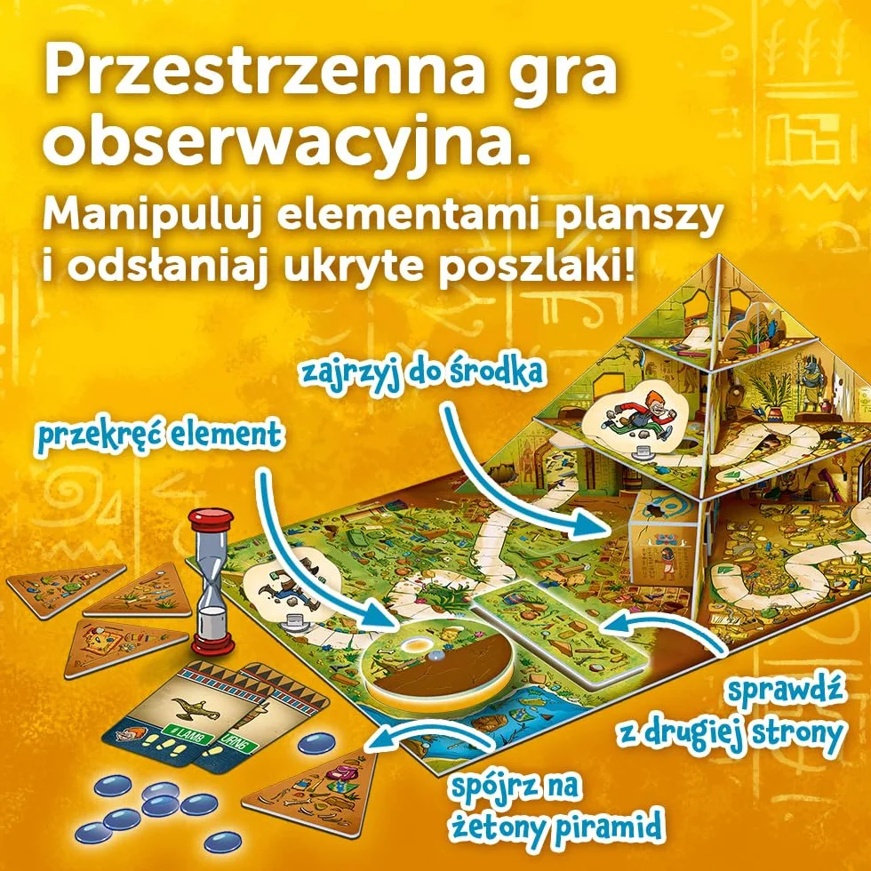 Trefl - Spy Guy Piramida - Kooperacyjna Gra Obserwacyjna, Przestrzenna Plansza z Ruchomymi Elementami, Rodzinna Gra Planszowa Dorosłych i Dzieci od 6 lat