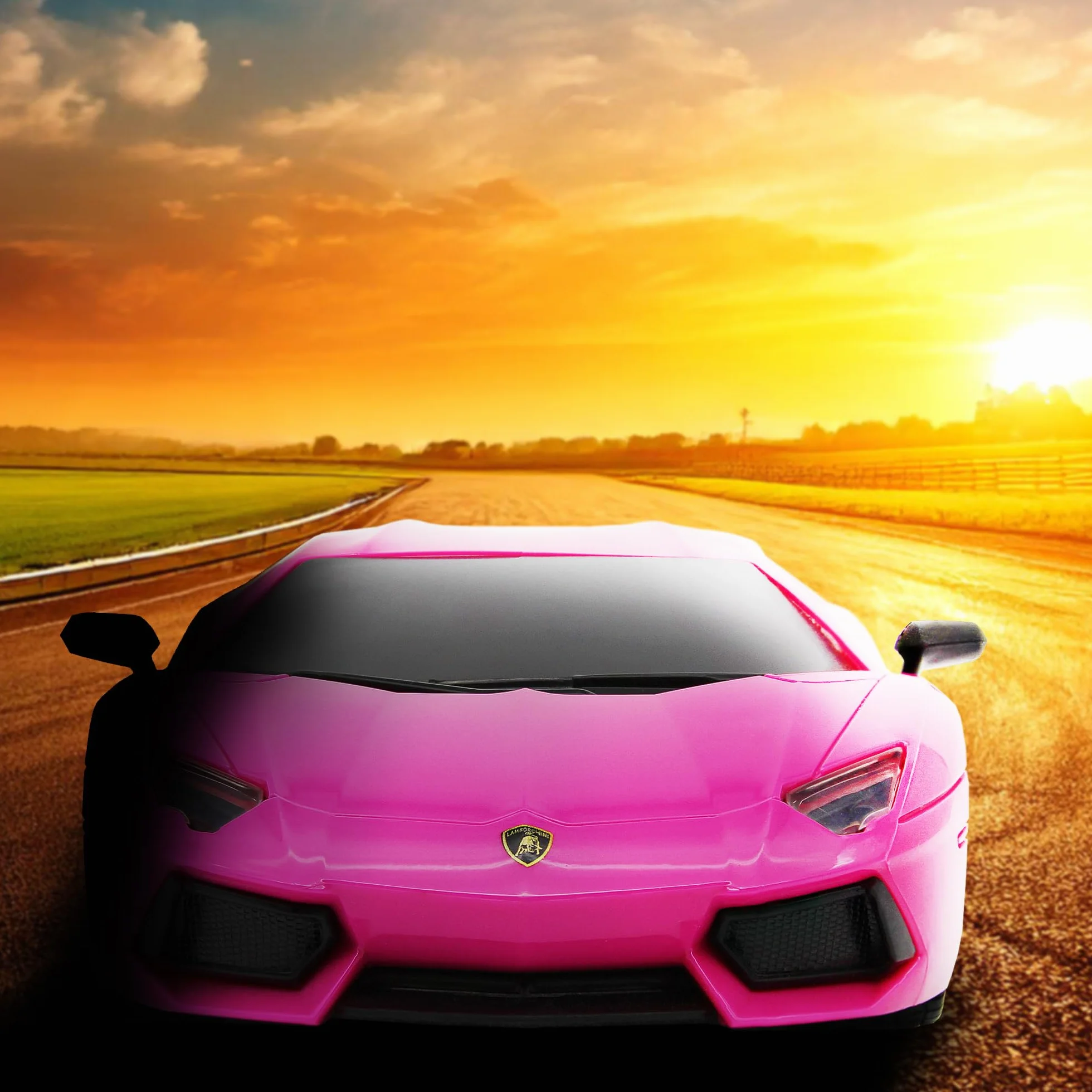 CMJ RC Cars Lamborghini różowy Aventador LP700-4 oficjalnie licencjonowany pilot do samochodu w skali 1:24 światła robocze 2,4 Ghz Girls RC