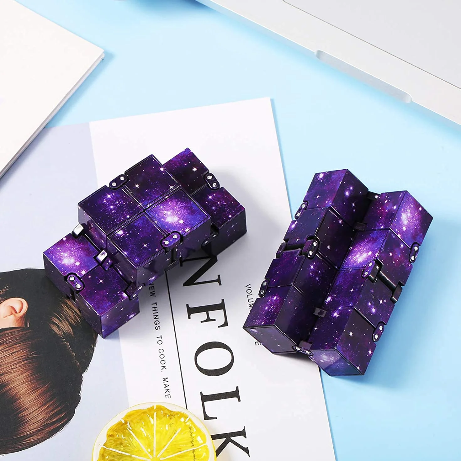 Infinity Cube, nieskończona kostka, zabawka Fidget antystresowa, do łagodzenia stresu i lęku relaksująca (fioletowa)