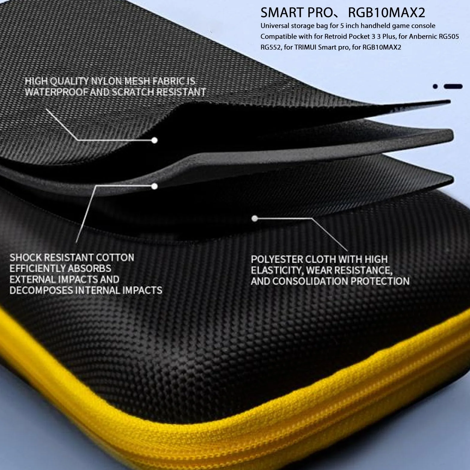 Twardy futerał do Przenoszenia dla RG505 RG552 TRIMUI Smart Pro RGB10MAX2, Odporny na Wstrząsy i Zarysowania Przenośny futerał do Przechowywania Konsoli do Gier