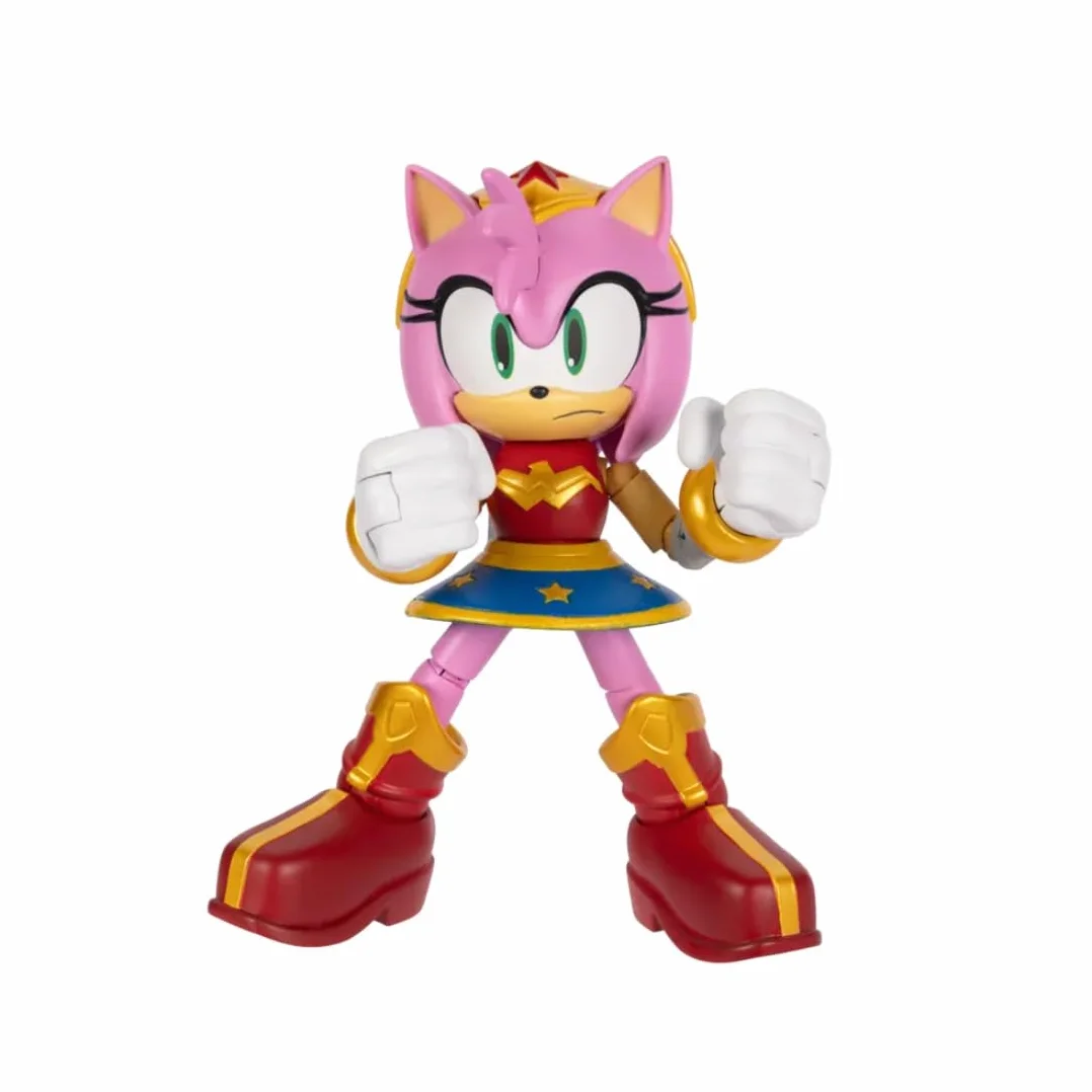 DC x Sonic Amy jako Wonder Woman, figurka 5" / 13 cm, oficjalna licencja Jakks Pacific, niezwykle szczegółowa i wyprofilowana konstrukcja, opakowanie kolekcjonerskie