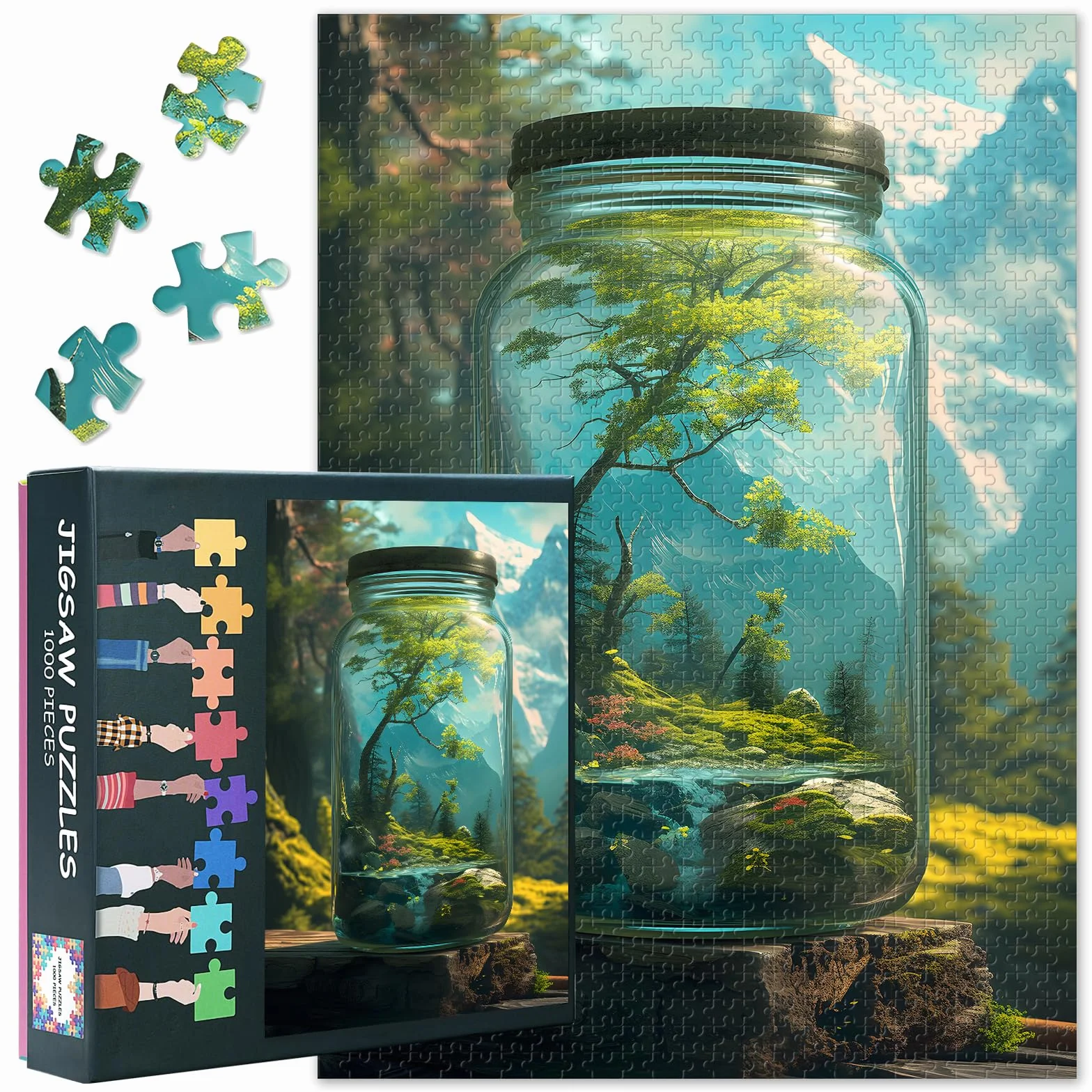 Puzzle sztuka do dekoracji domu, szklane szkło, z widokiem na góry, puzzle, 1000 sztuk dla dorosłych, trudne wyzwania, butelka i krajobraz, puzzle dla dorosłych, prezenty 50 x 70 cm