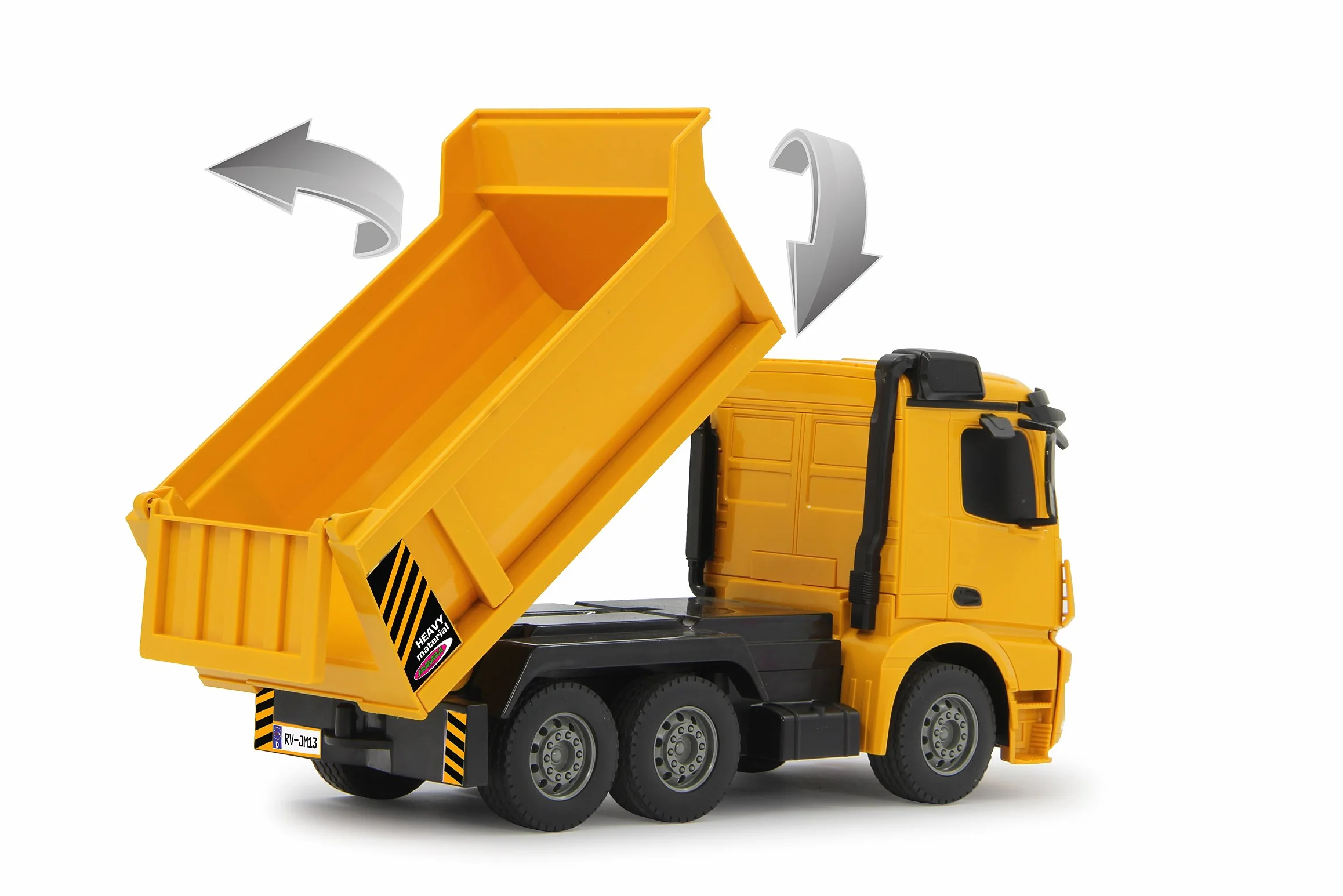 JAMARA 405108 – wywrotka Mercedes Arocs 1:26 2,4 G – wgłębienie uchylne w górę/w dół, światło z przodu, profilowane gumowe opony