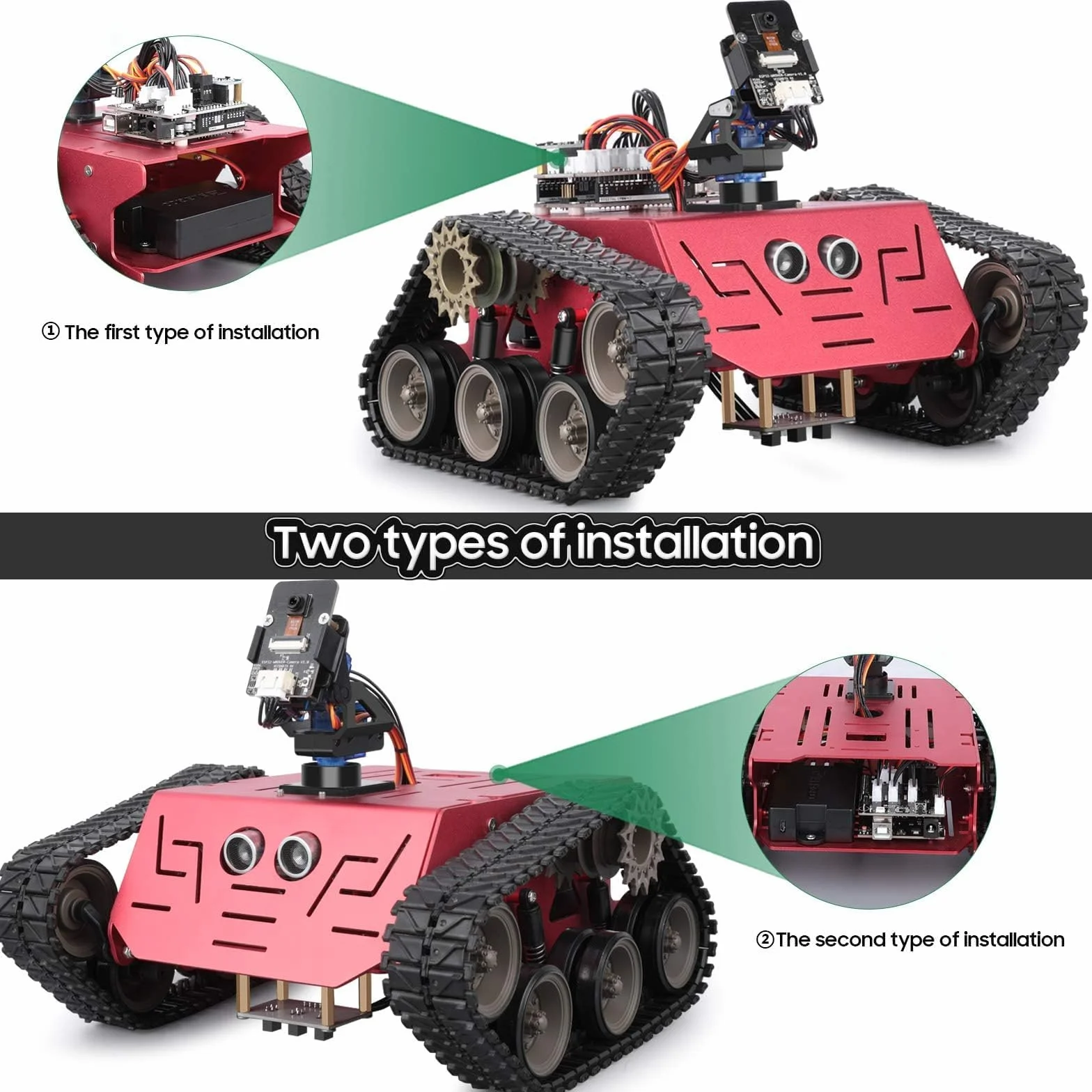 ELEGOO Smart Robot Tank Kit kompatybilny z Arduino IDE zestaw klocków elektronicznych z UNO R3, czujnik ultradźwiękowy, moduł Bluetooth, moduł kamery, robot samochodowy, zabawka dla dzieci