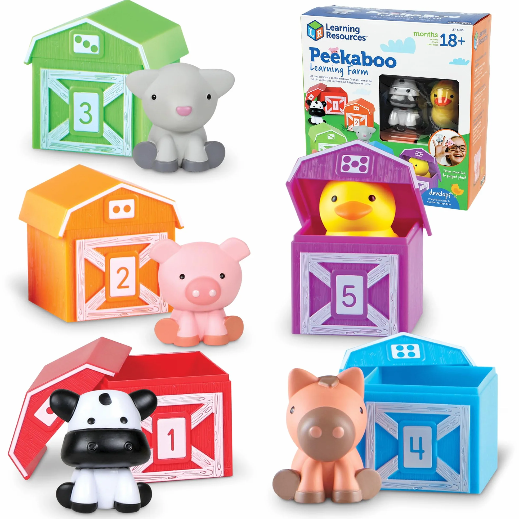 Learning Resources Peekaboo Nauka Farm 5 Dwa-Kawałek Barns