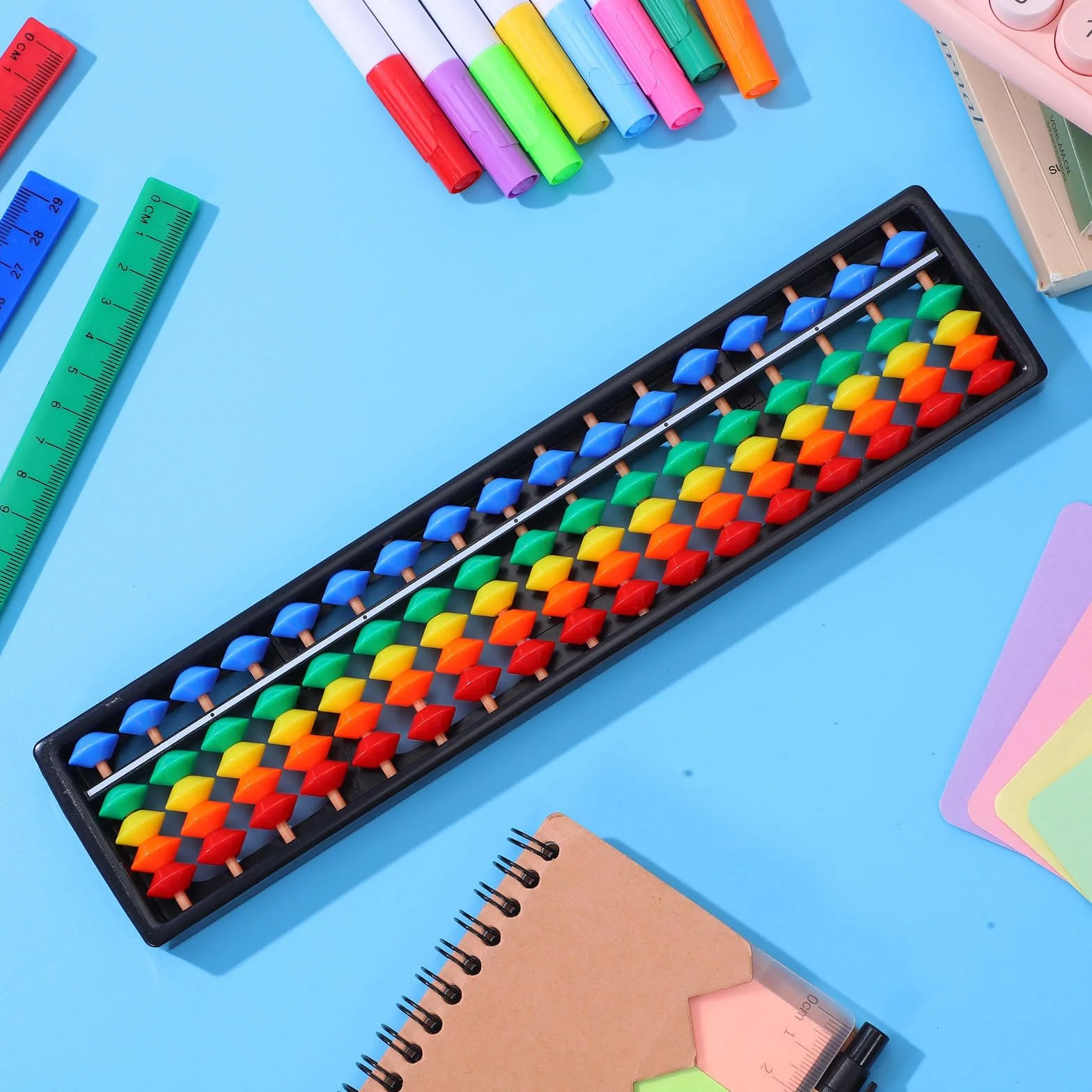 Toddmomy 1 Szt. Abakus Arytmetyczny, 17 Prętów Plastikowych, Chiński Liczydło, Rozwijający Mózg, Zabawka Edukacyjna Do Nauki Matematyki Dla Dzieci